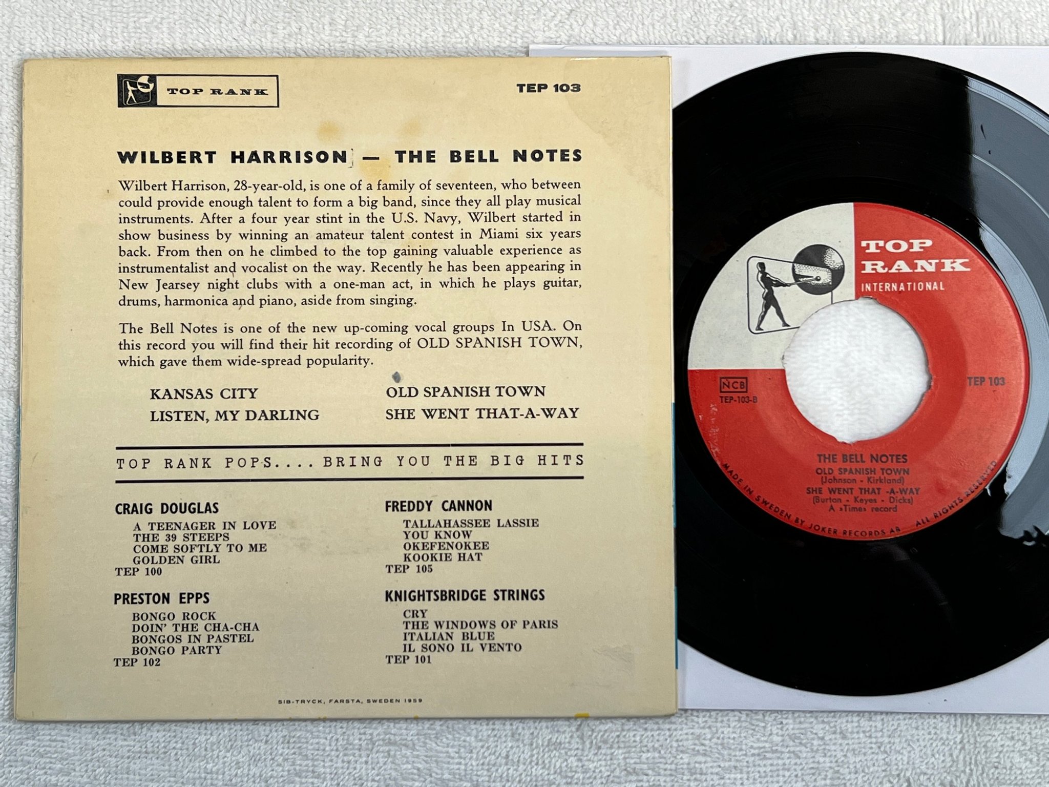 Omslagsbild för skivan WILBERT HARRISON kansas city 7"single Swe TEP 103