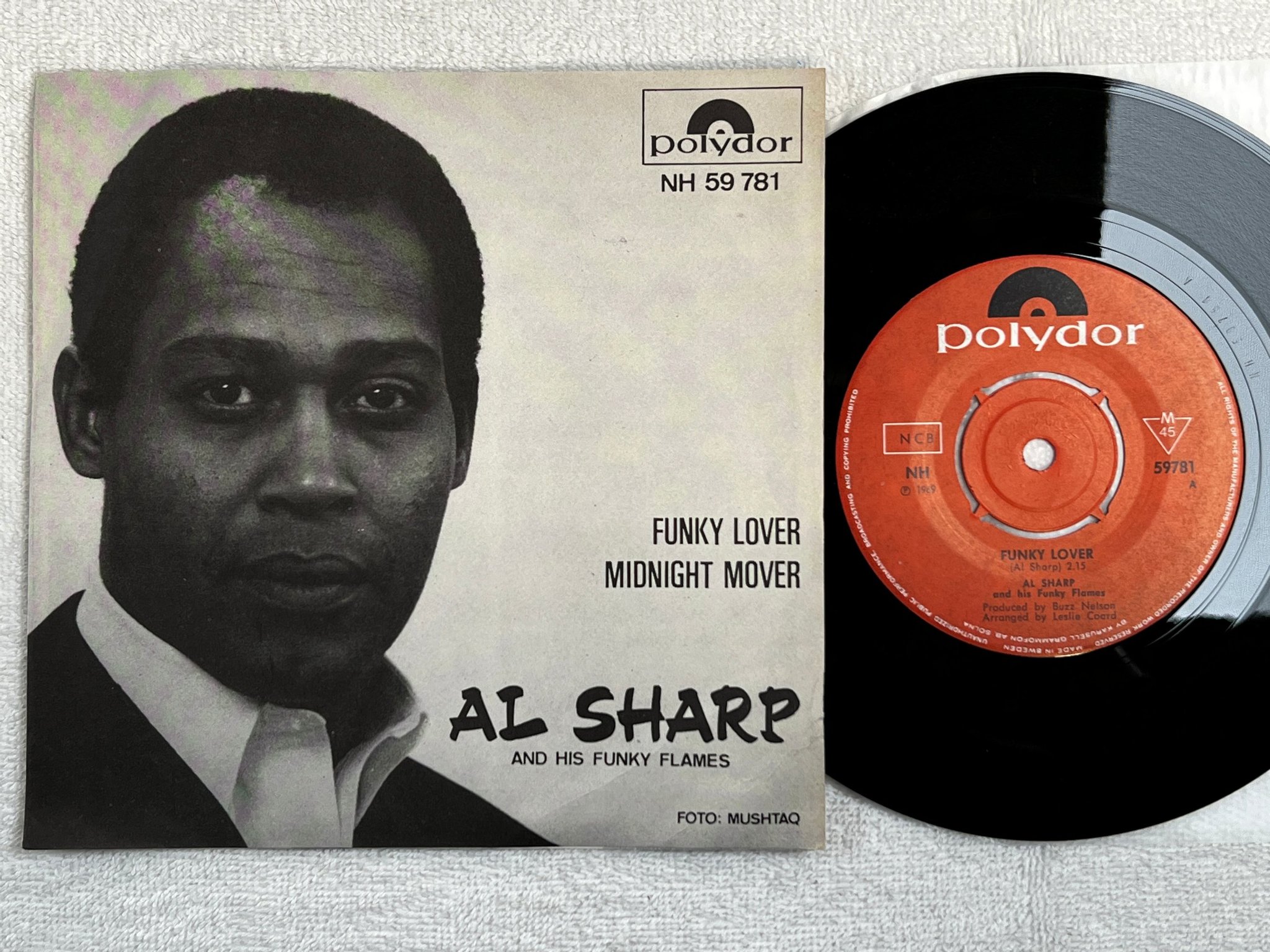 Omslagsbild för skivan AL SHARP AND HIS FUNKY FLAMES funky lovers 7"single -69 POLYDOR 59781 rare!