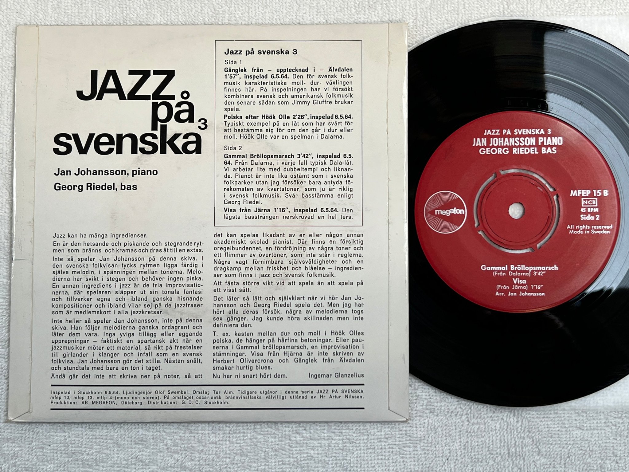 Omslagsbild för skivan JAZZ PÅ SVENSKA 3 gånglek 7"single MEGAFON  MFEP 15 