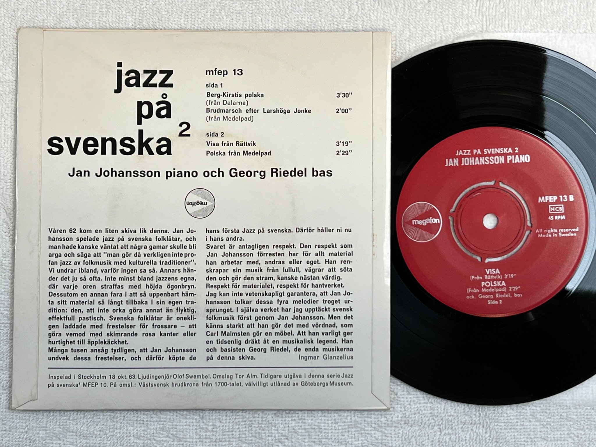 Omslagsbild för skivan JAZZ PÅ SVENSKA 2 berg-kristis polska 7"single MFEP 13