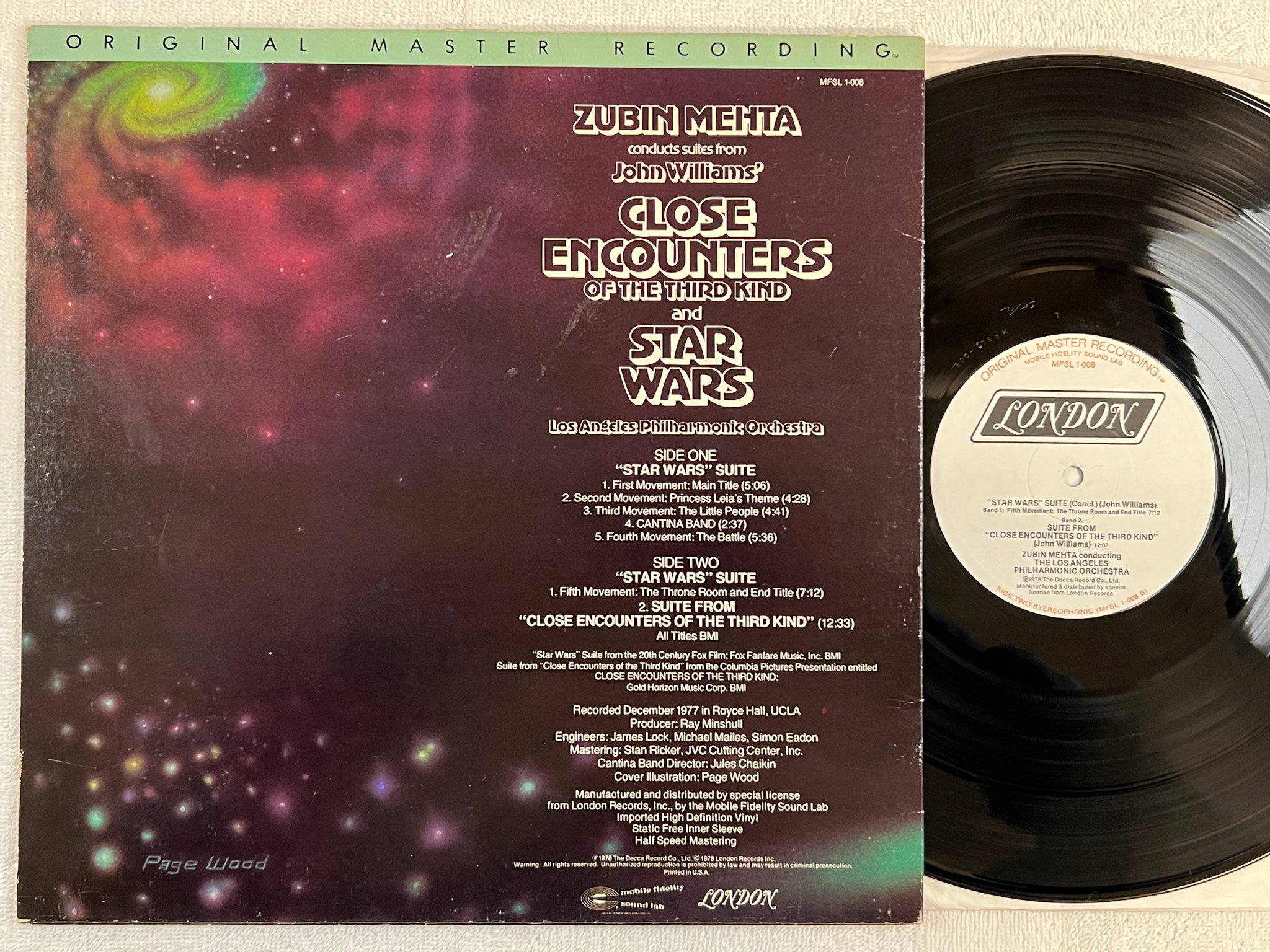 Omslagsbild för skivan Zubin Mehta STAR WARS & CLOSE ENCOUNTERS LP MOBILE FIDELITY MFSL 1-008