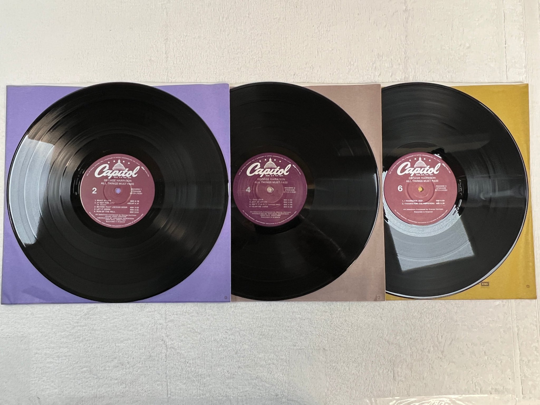 Omslagsbild för skivan GEORGE HARRISON all things must pass 3xLP US CAPITOL STCH 639 ** fint ex **