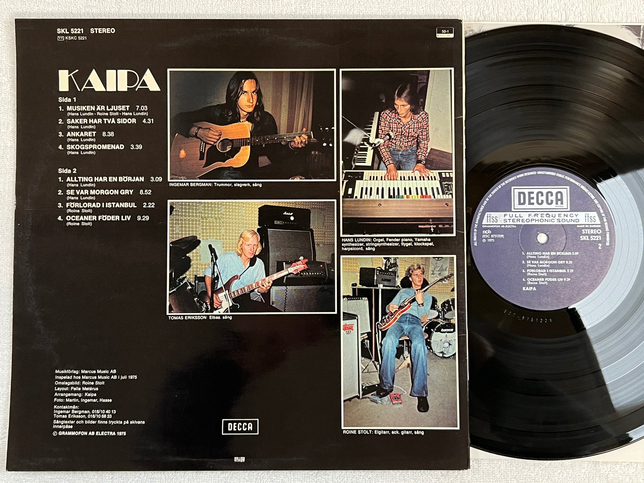Omslagsbild för skivan KAIPA s/t LP -75 DECCA SKL 5221 progg