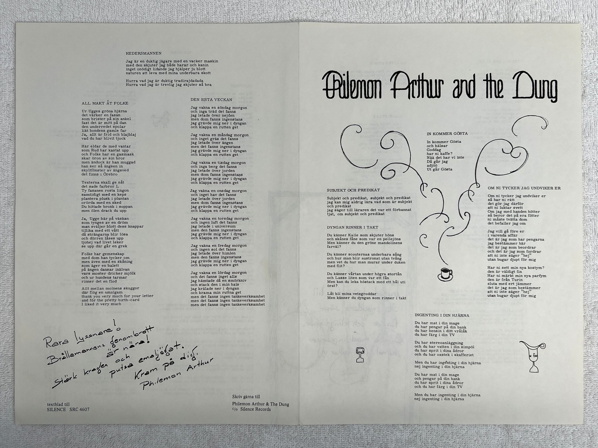 Omslagsbild för skivan PHILEMON ARTHUR AND THE DUNG s/t LP -72 Swe SILENCE SRS 4607