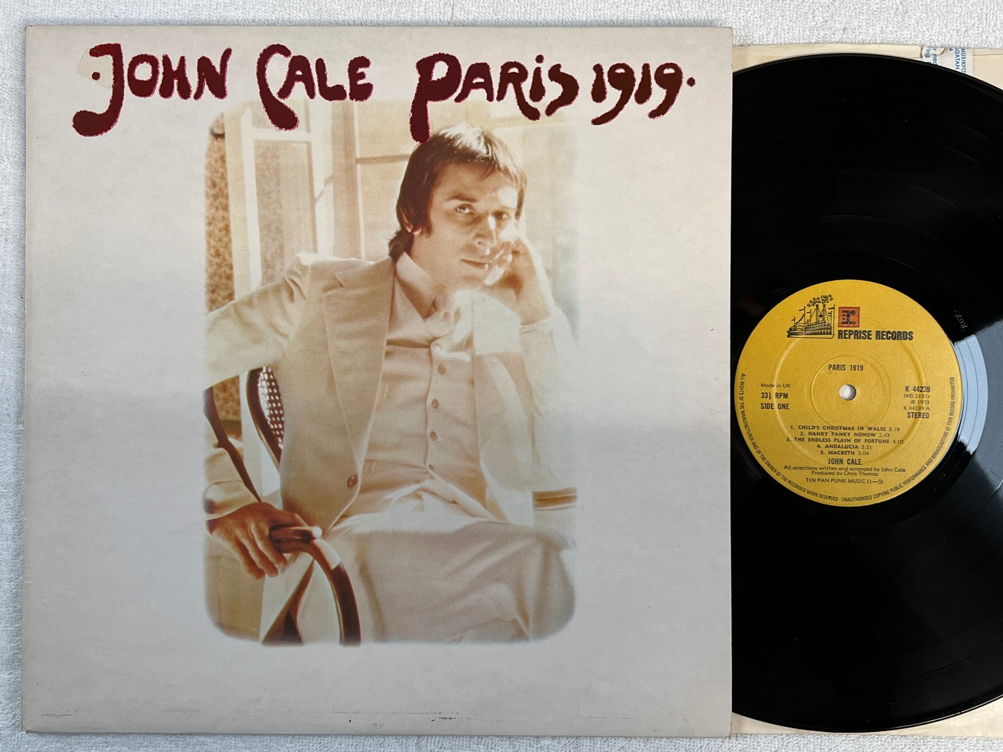 Omslagsbild för skivan JOHN CALE  paris 1919 LP -73 UK REPRISE K 44239