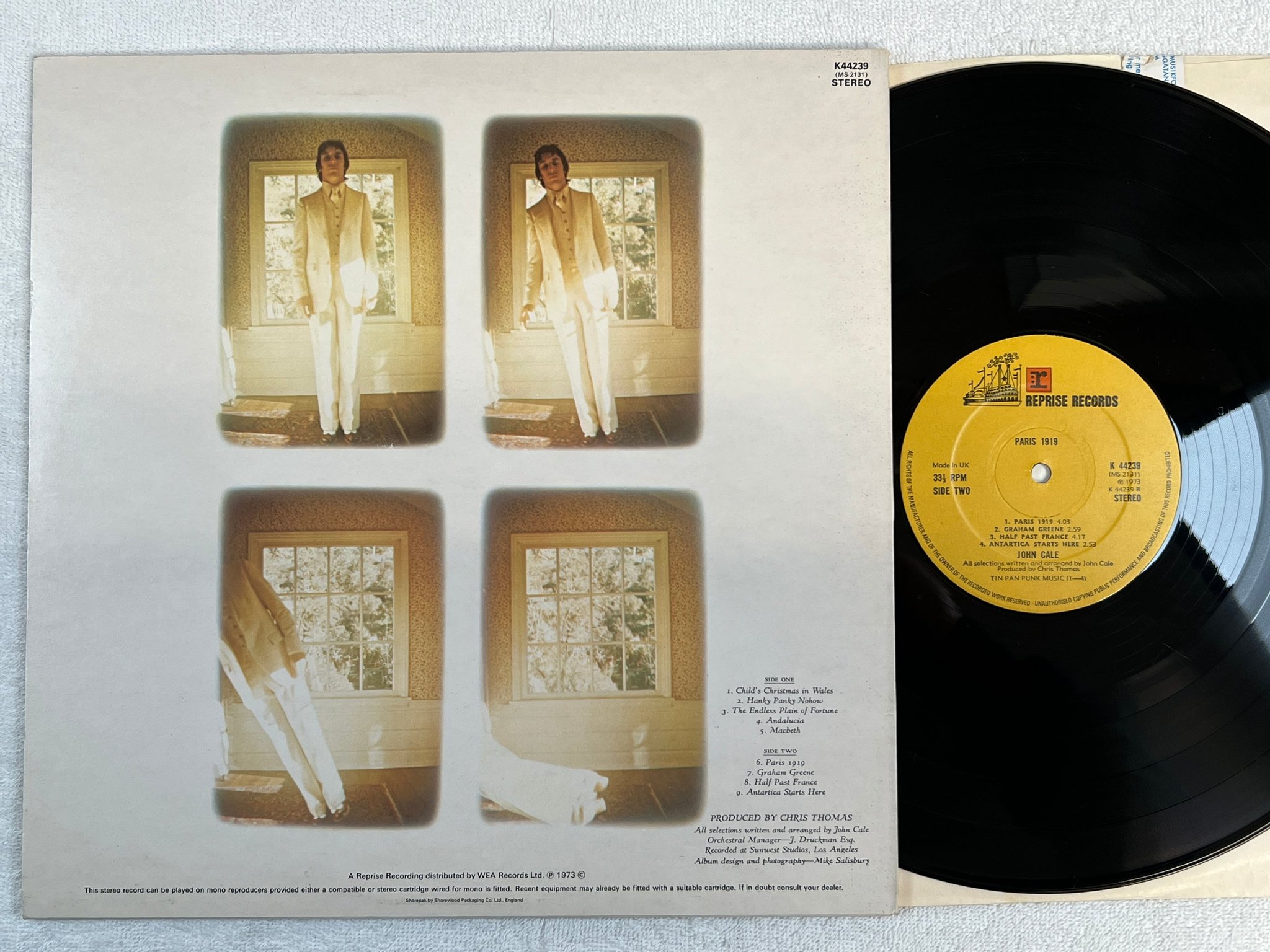 Omslagsbild för skivan JOHN CALE  paris 1919 LP -73 UK REPRISE K 44239