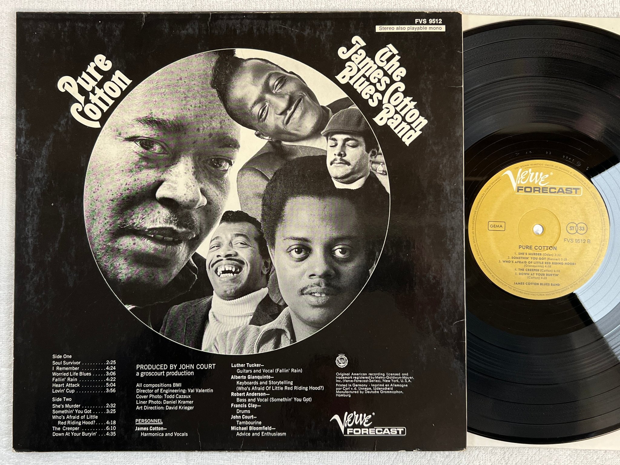 Omslagsbild för skivan JAMES COTTON BLUES BAND pure cotton LP -68 Ger VERVE FORECAST FVS 9512 