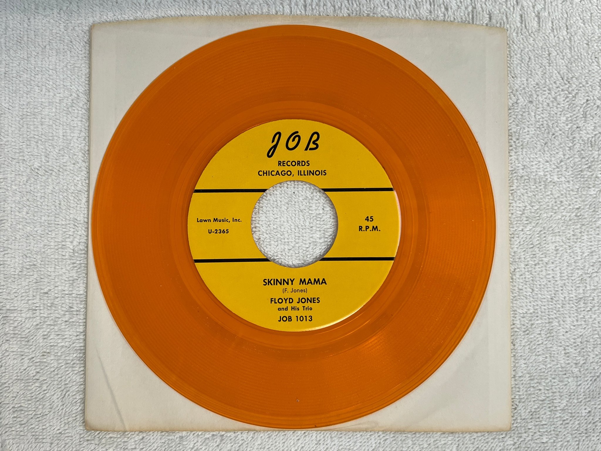 Omslagsbild för skivan FLOYD JONES skinny mama 7"single re J.O.B. JOB 1013 yellow vinyl BLUES