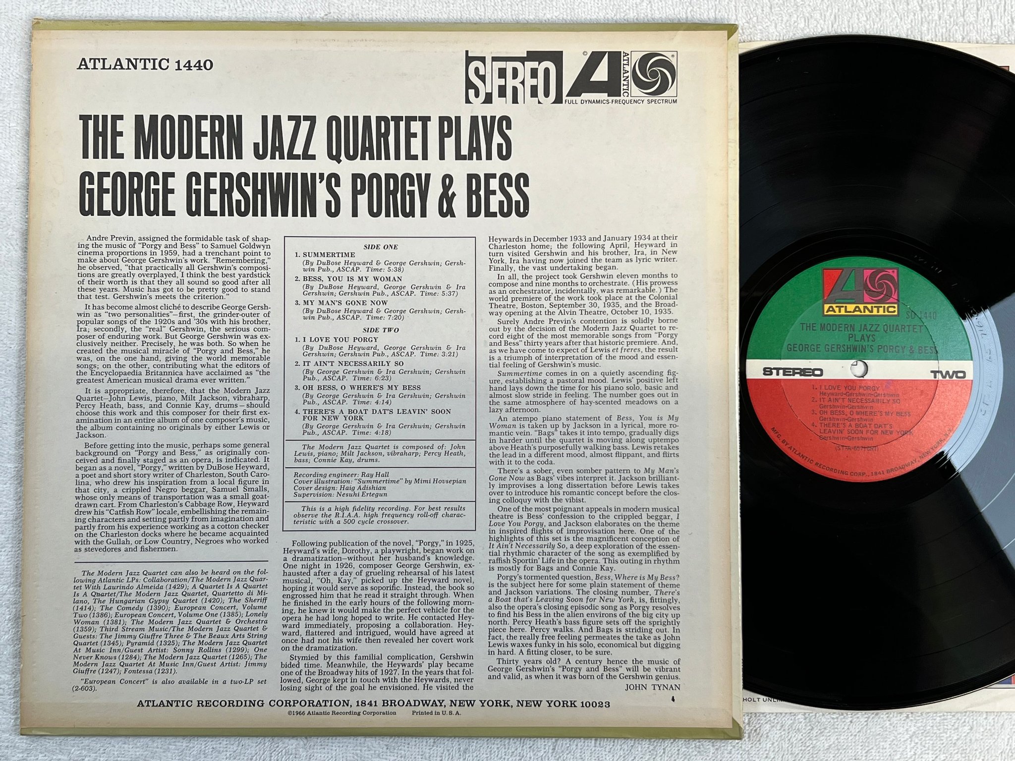Omslagsbild för skivan THE MODERN JAZZ QUARTET Porgy & Bess LP US ATLANTIC SD 1440