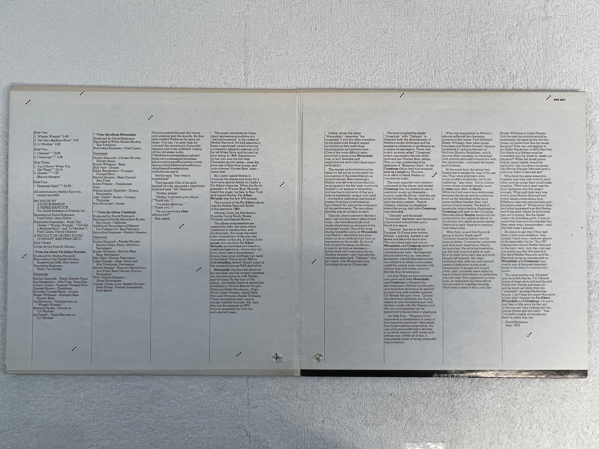 Omslagsbild för skivan HERBIE HANCOCK treasure chest 2xLP -74 US WARNER BROS 2WS 2807