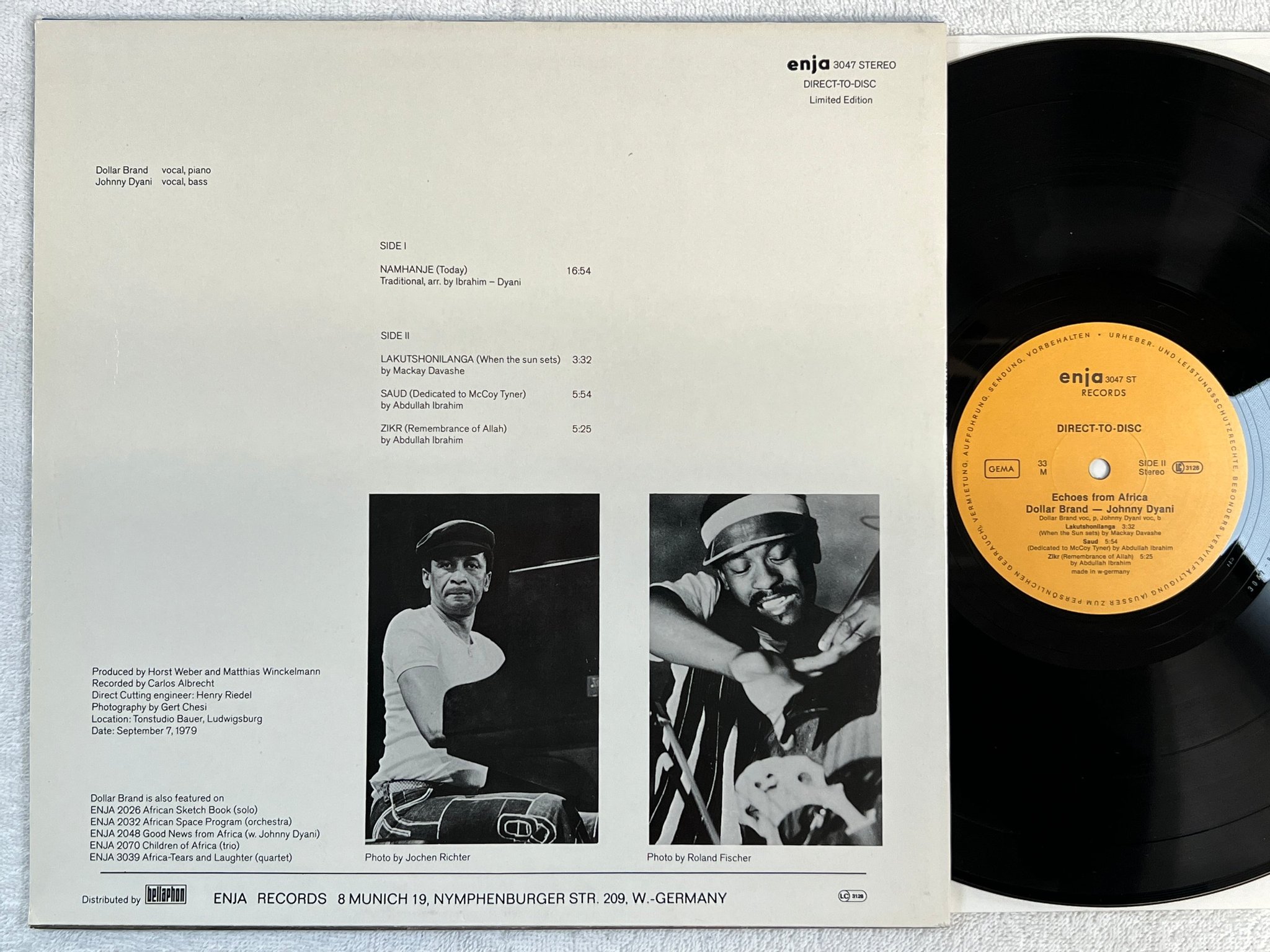 Omslagsbild för skivan DOLLAR BRAND - JOHNNY DYANI echoes from Africa LP Ger ENJA 3047 ST ?