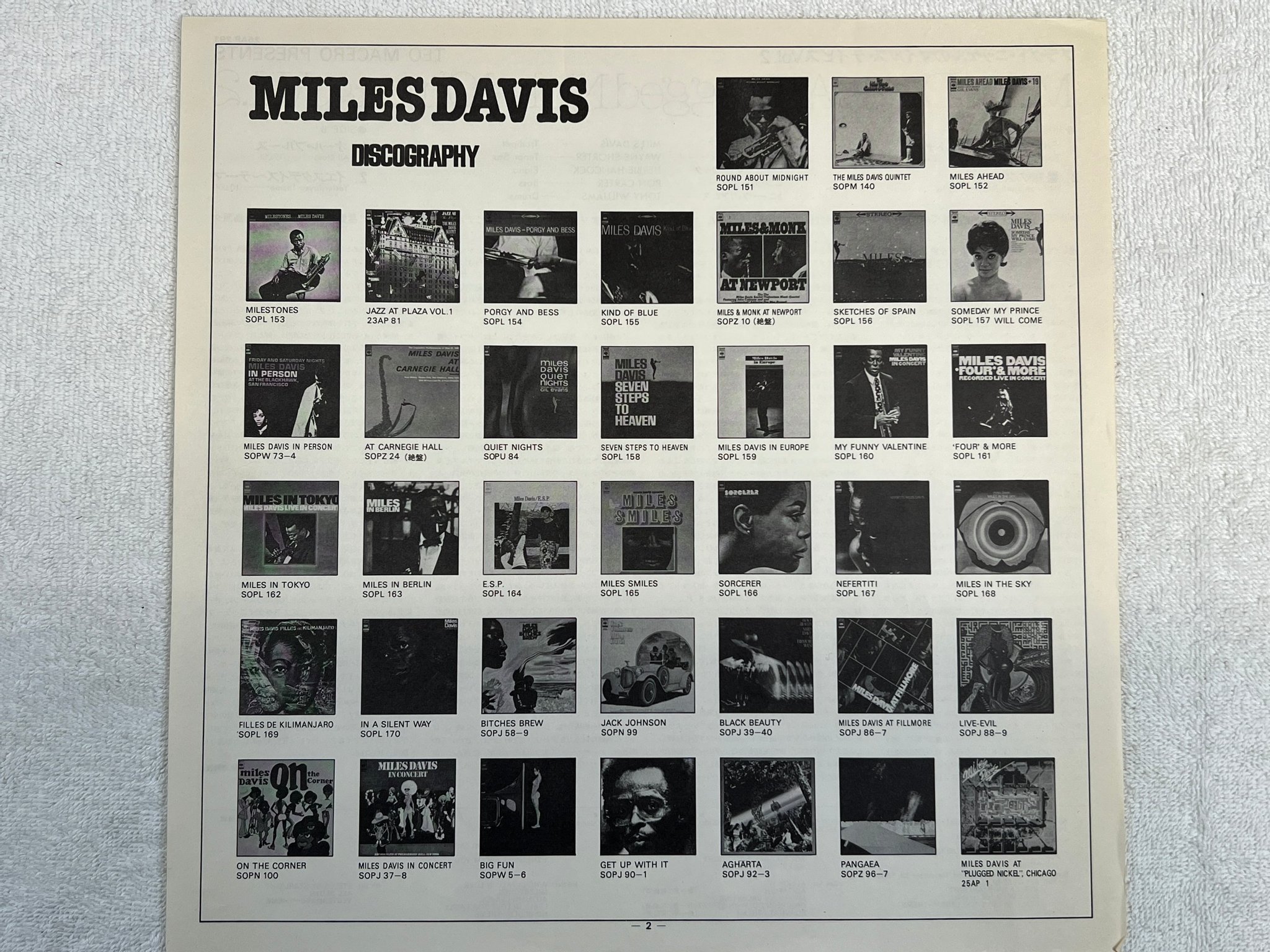 Omslagsbild för skivan MILES DAVIS at Plugged Nickel, Chicago vol 2 LP -76 Japan CBS/SONY 25AP 291