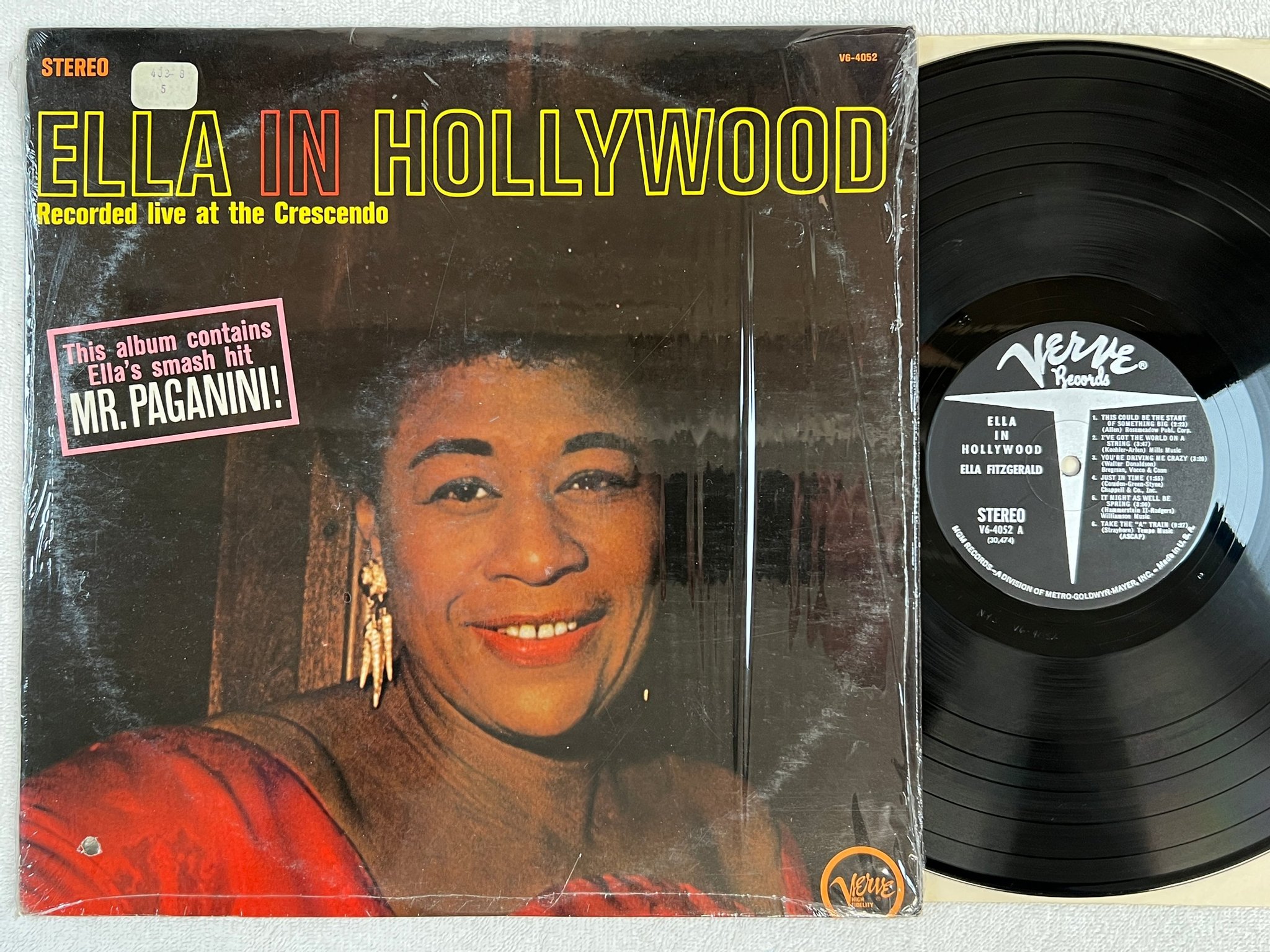 Omslagsbild för skivan ELLA FITZGERALD Ella in Hollywood LP -6? US VERVE V6-4052