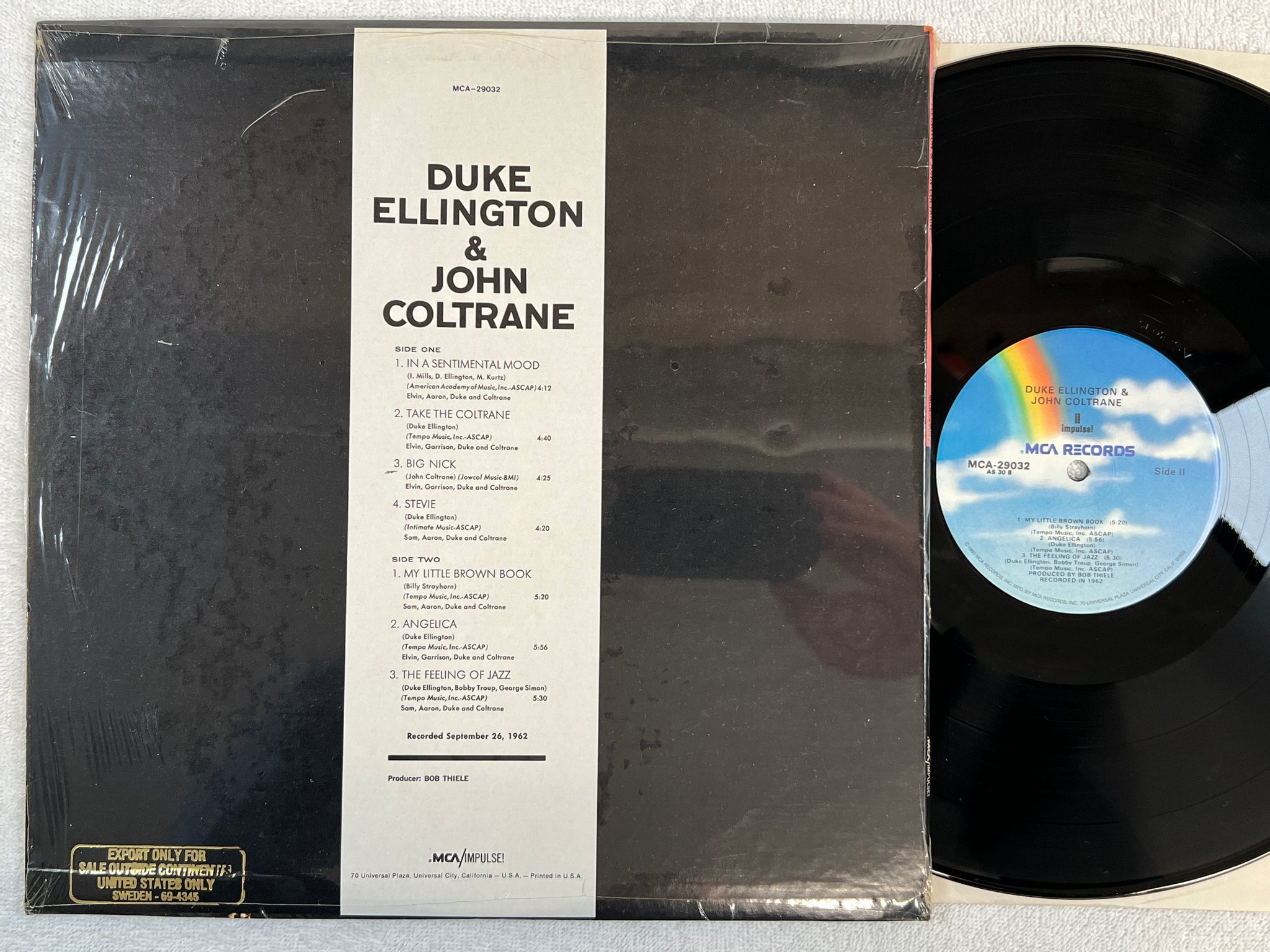 Omslagsbild för skivan JOHN COLTRANE & DUKE ELLINGTON s/t LP re US MCA 29032