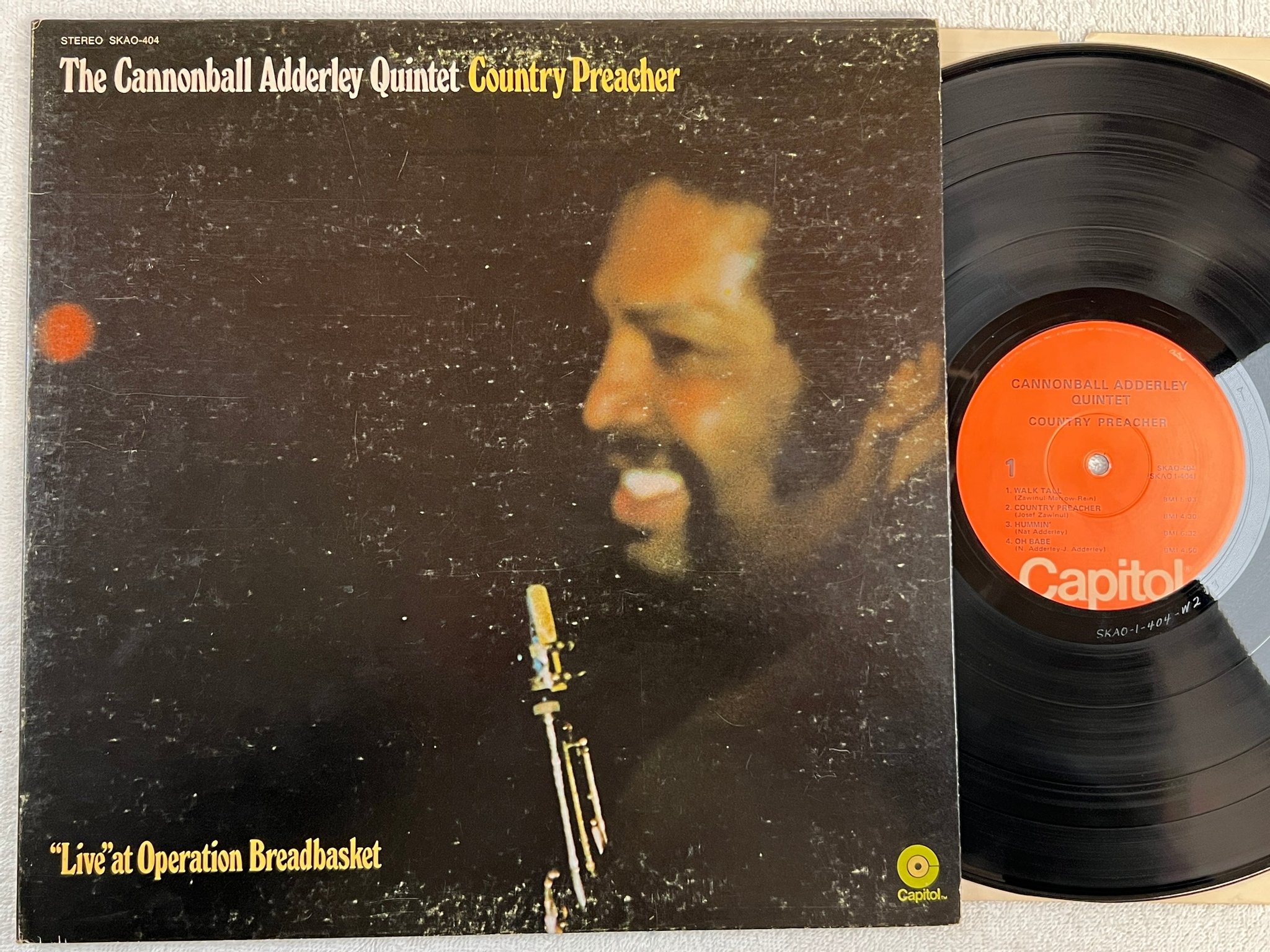 Omslagsbild för skivan CANNONBALL ADDERLEY QUINTET country preacher LP US CAPITOL SKAO-404