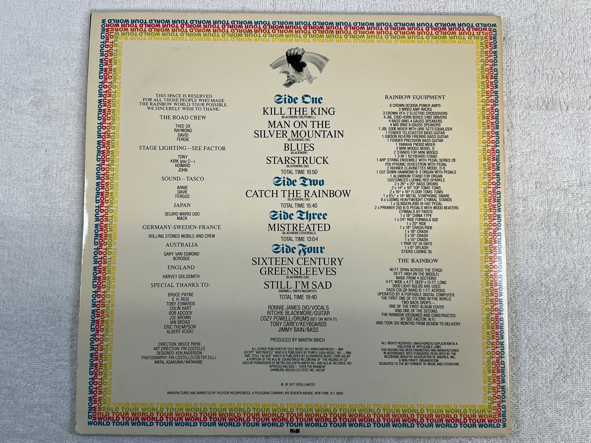 Omslagsbild för skivan RAINBOW on stage 2xLP -77 ncb POLYDOR 2672038