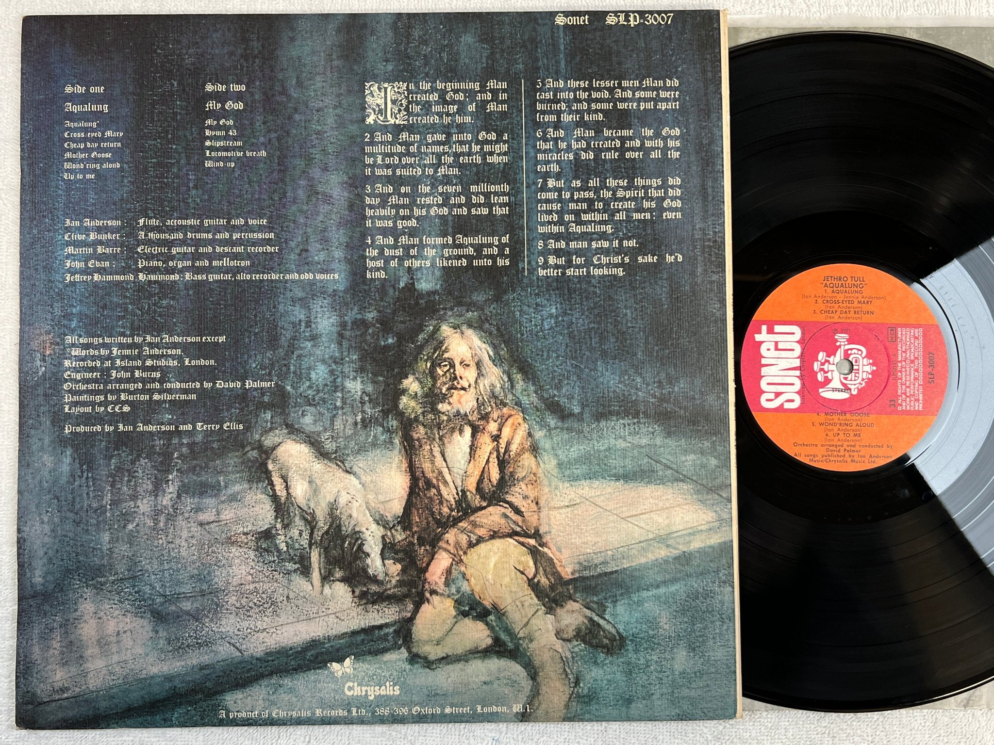 Omslagsbild för skivan JETHRO TULL aqualung LP -71 ncb SONET SLP-3007