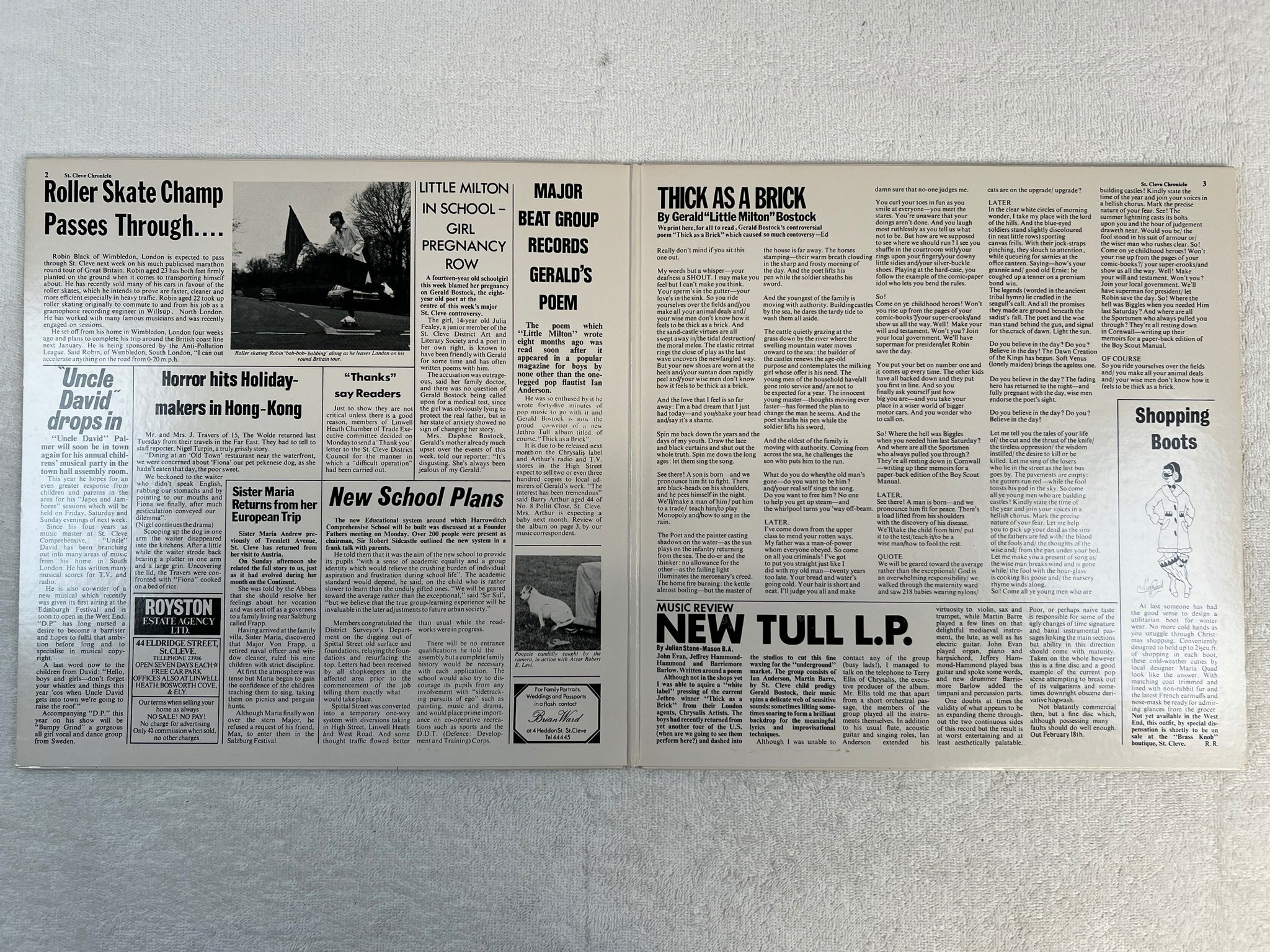 Omslagsbild för skivan JETHRO TULL thick as a brick LP re US CHRYSALIS CHR 1003