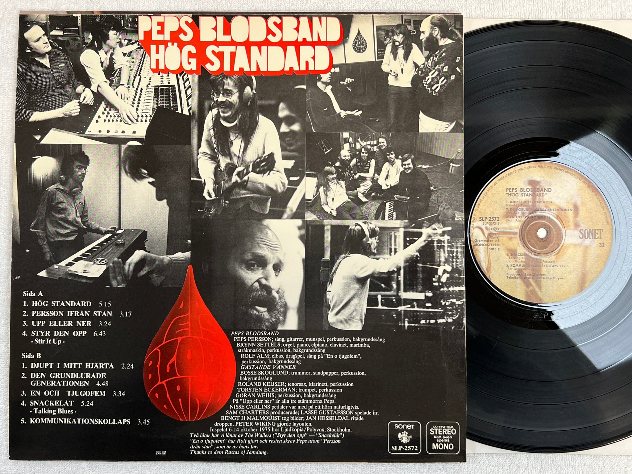 Omslagsbild för skivan PEPS BLODSBAND hög standard LP Swe SONET SLP 2572 " HÖG STANDARD "