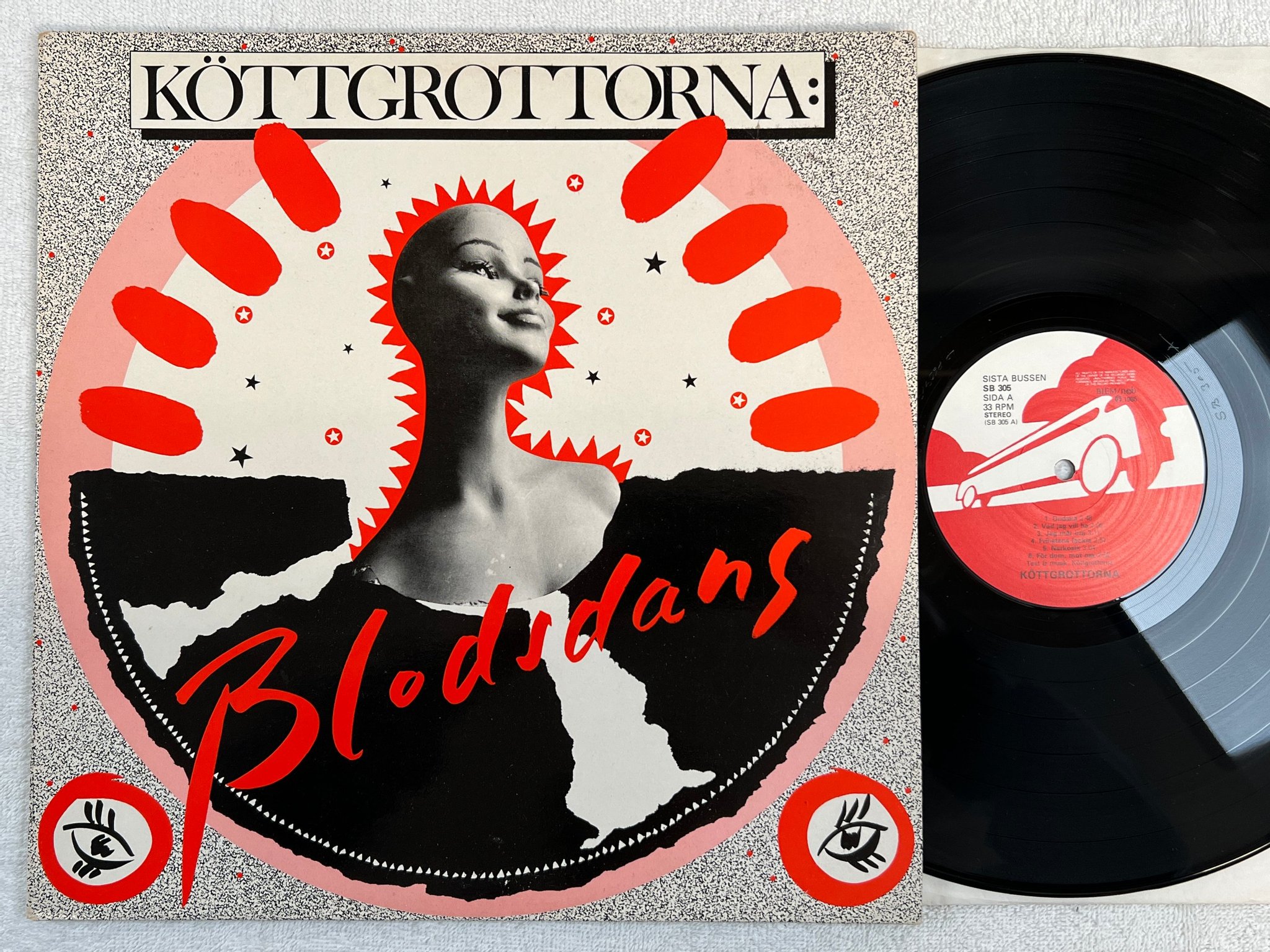 Omslagsbild för skivan KÖTTGROTTORNA blodsdans LP -86 Swe SISTA BUSSEN SB 305