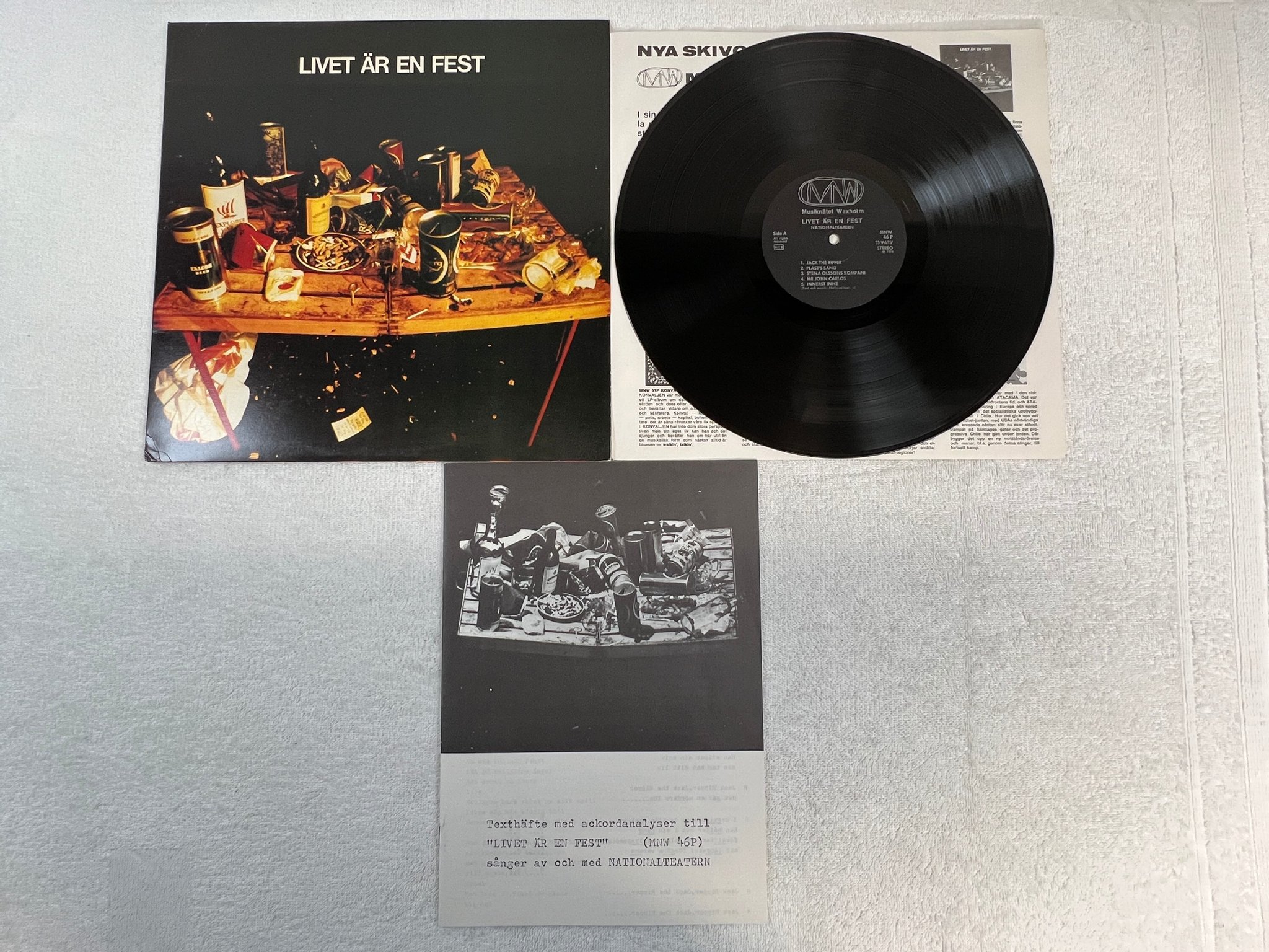 Omslagsbild för skivan NATIONALTEATERN livet är en fest LP -74 MNW 46P 