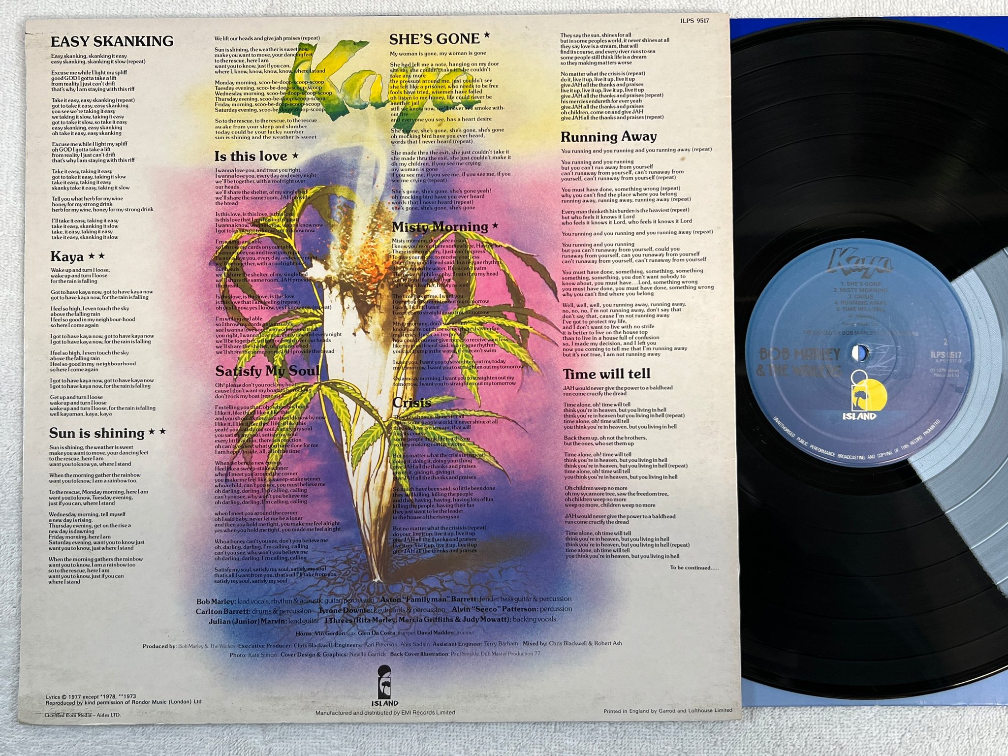 Omslagsbild för skivan BOB MARLEY & THE WAILERS kaya LP -78 UK ISLAND ILPS 9517
