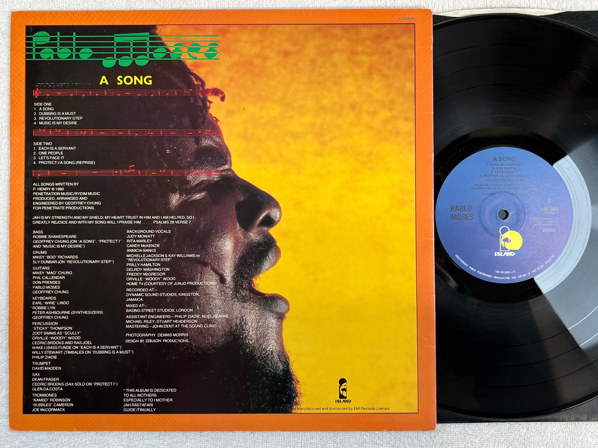 Omslagsbild för skivan PABLO MOSES a song LP - 80 UK ISLAND ILPS 9541 