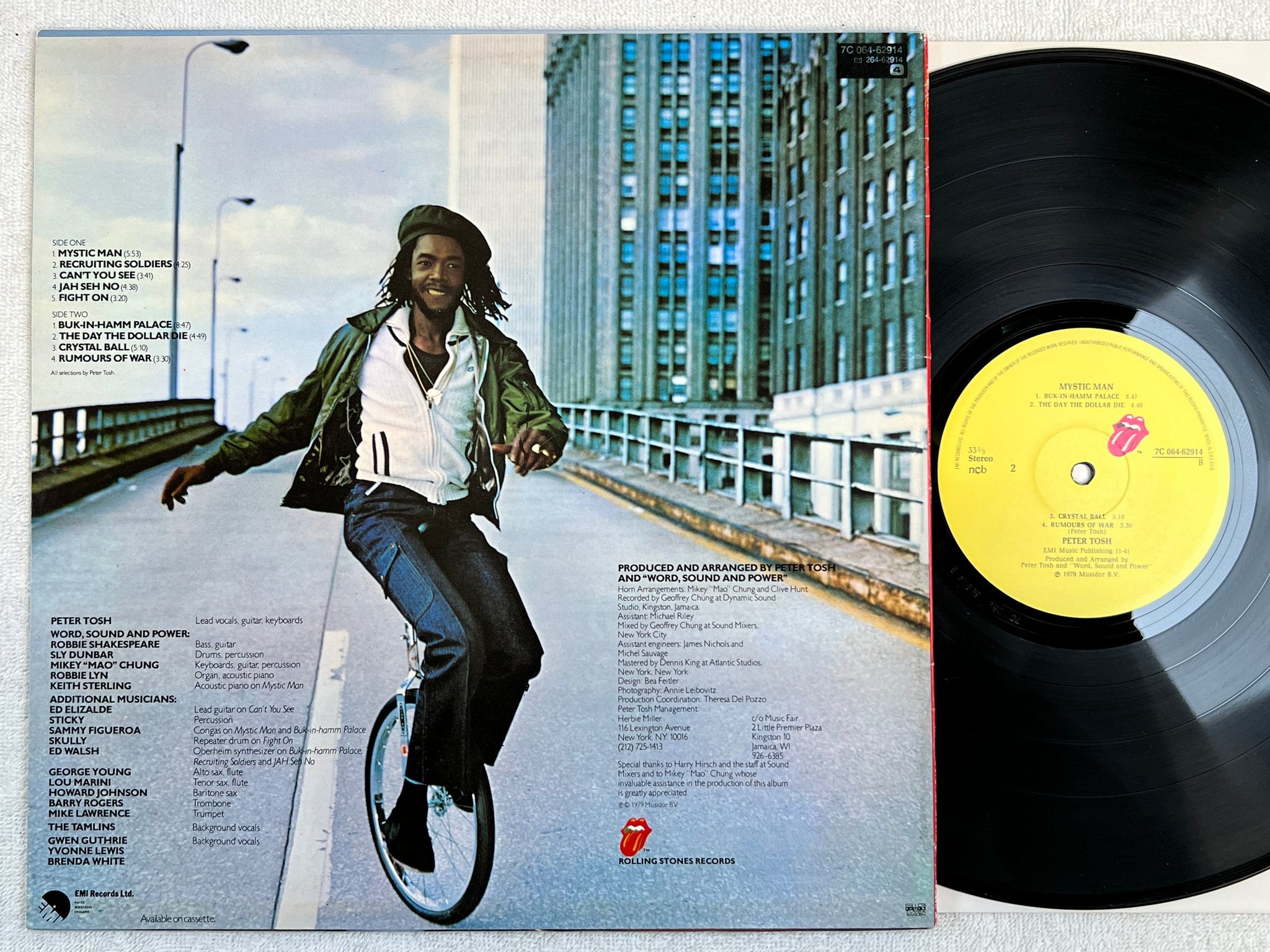 Omslagsbild för skivan PETER TOSH mystic man LP -79 ncb ROLLING STONES 7C 064-62914