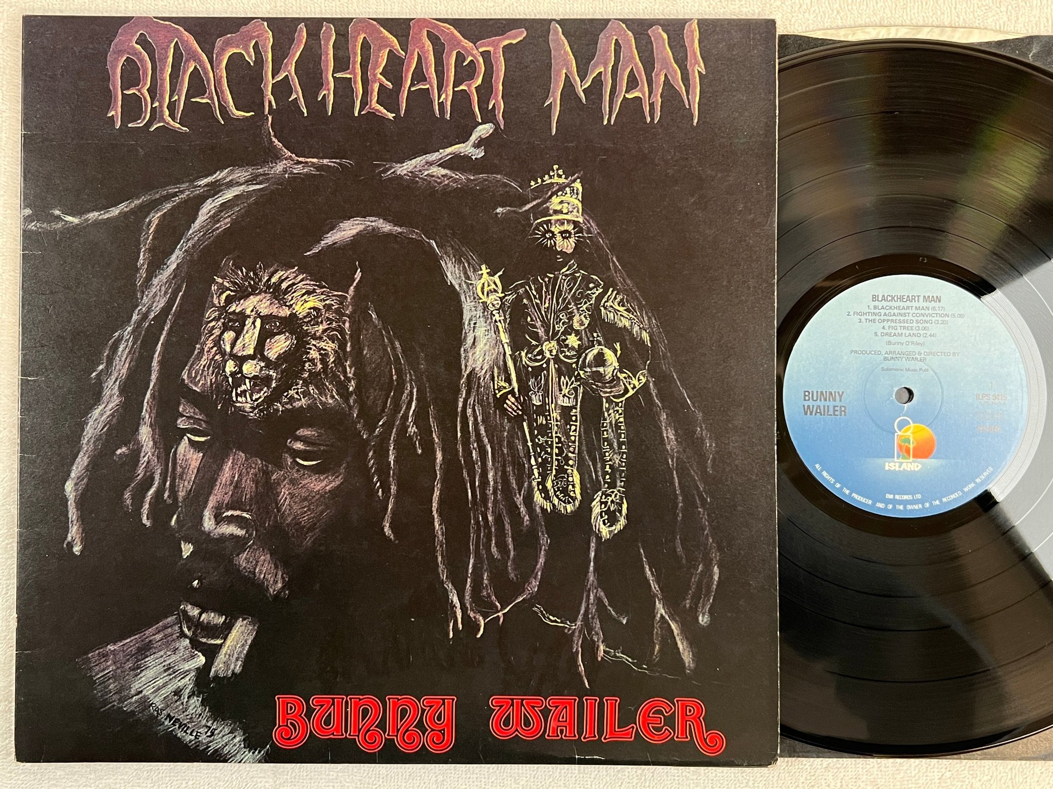 Omslagsbild för skivan BUNNY WAILER blackheart man LP -76 UK ISLAND ILPS 9415 