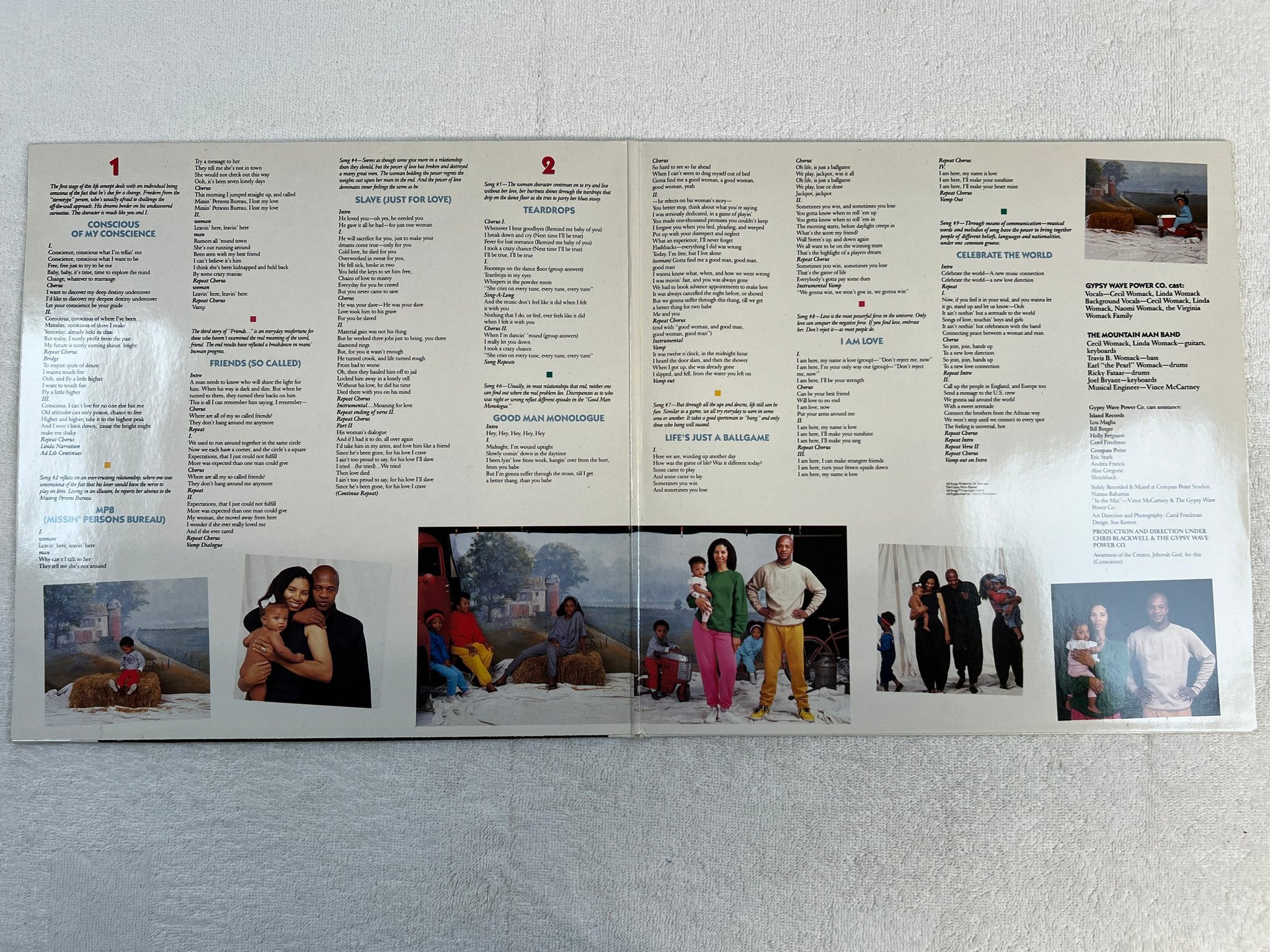 Omslagsbild för skivan WOMACK & WOMACK conscience LP -88 Ger 4TH B.WAY "teardrops"