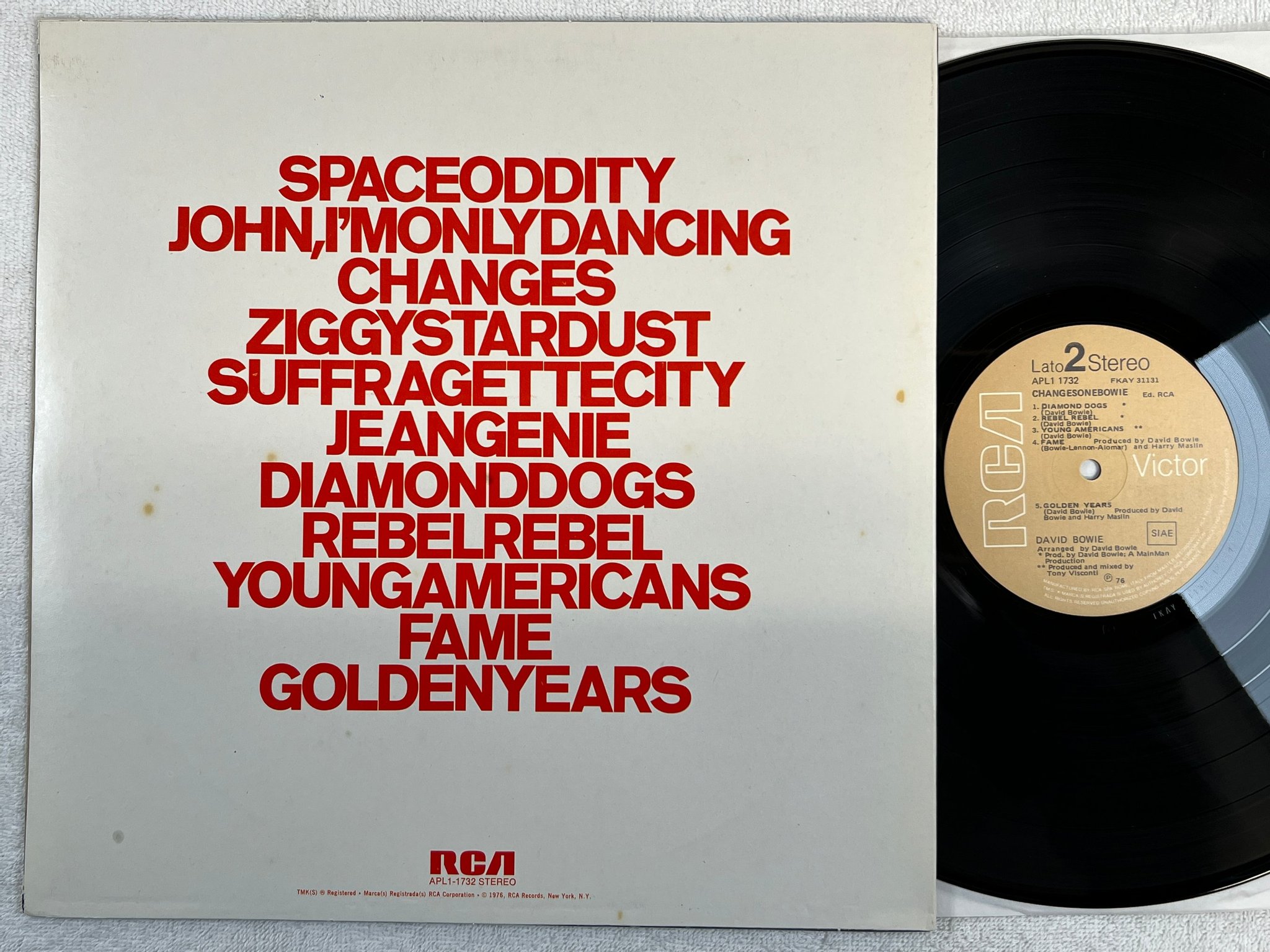 Omslagsbild för skivan DAVID BOWIE changesonebowie LP Ita RCA APL1 1732