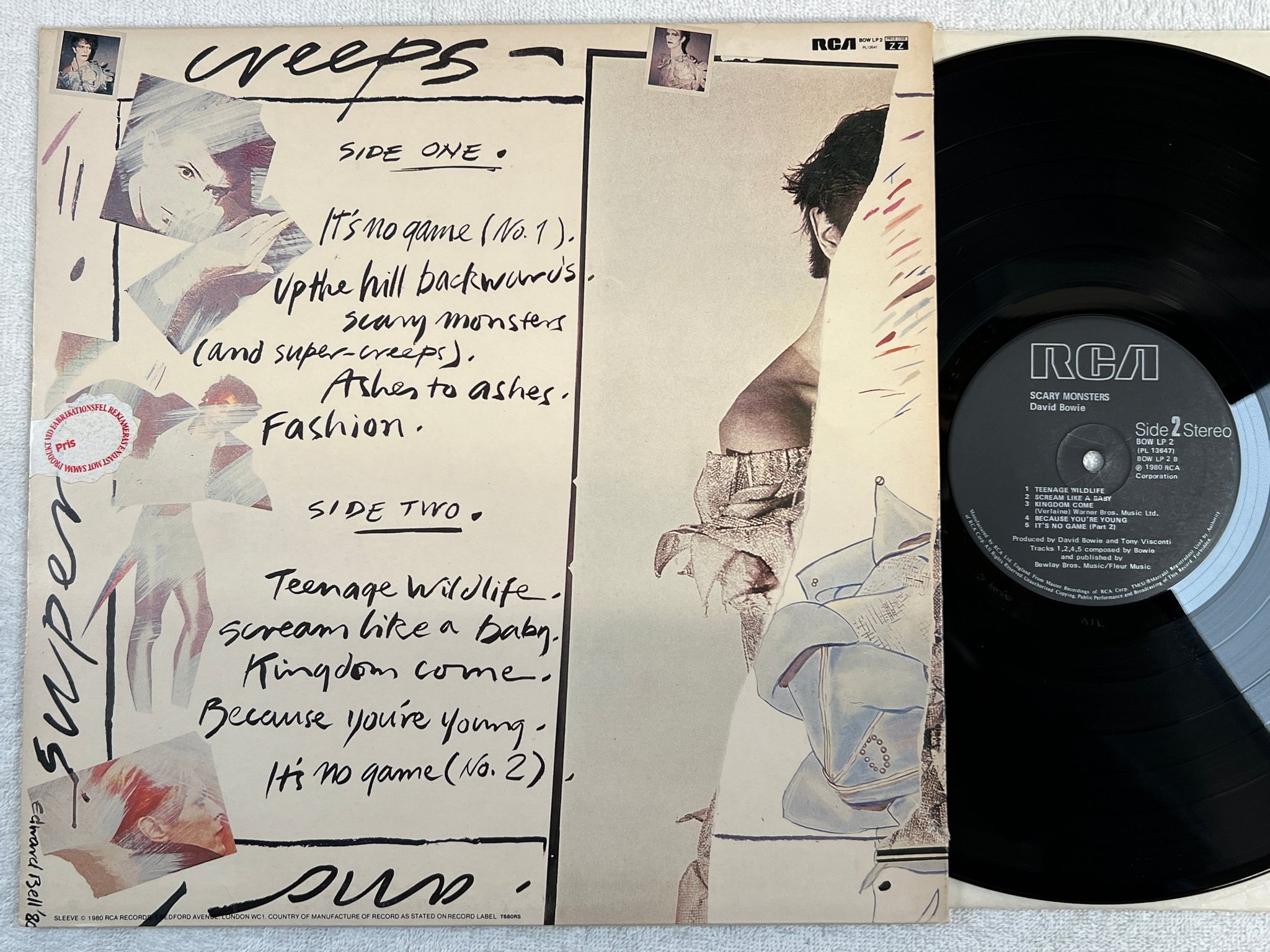 Omslagsbild för skivan DAVID BOWIE scary monster LP -80 UK RCA BOW LP 2