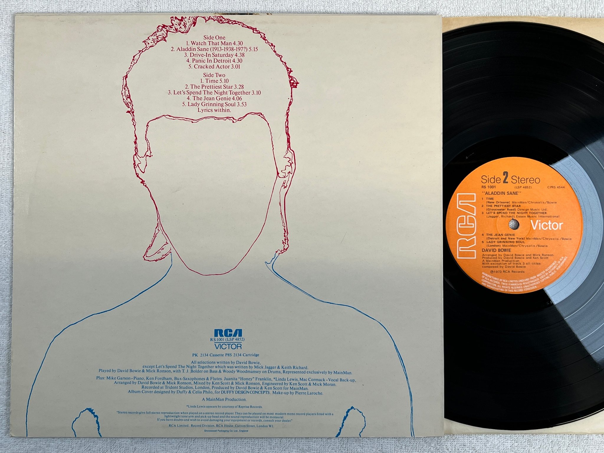 Omslagsbild för skivan DAVID BOWIE aladdin sane LP -73 UK RCA RS 1001