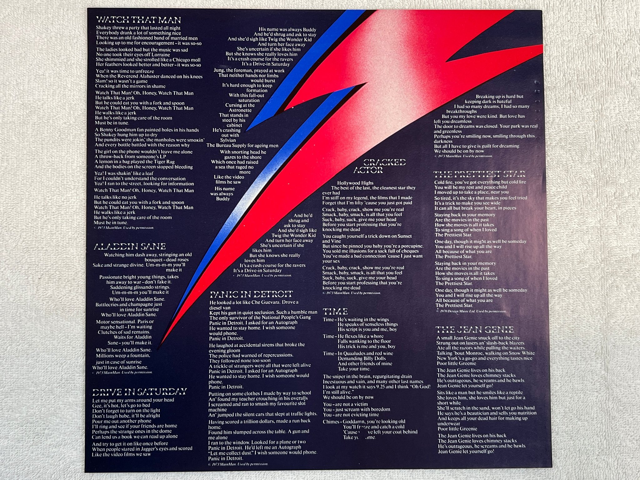 Omslagsbild för skivan DAVID BOWIE aladdin sane LP -73 UK RCA RS 1001