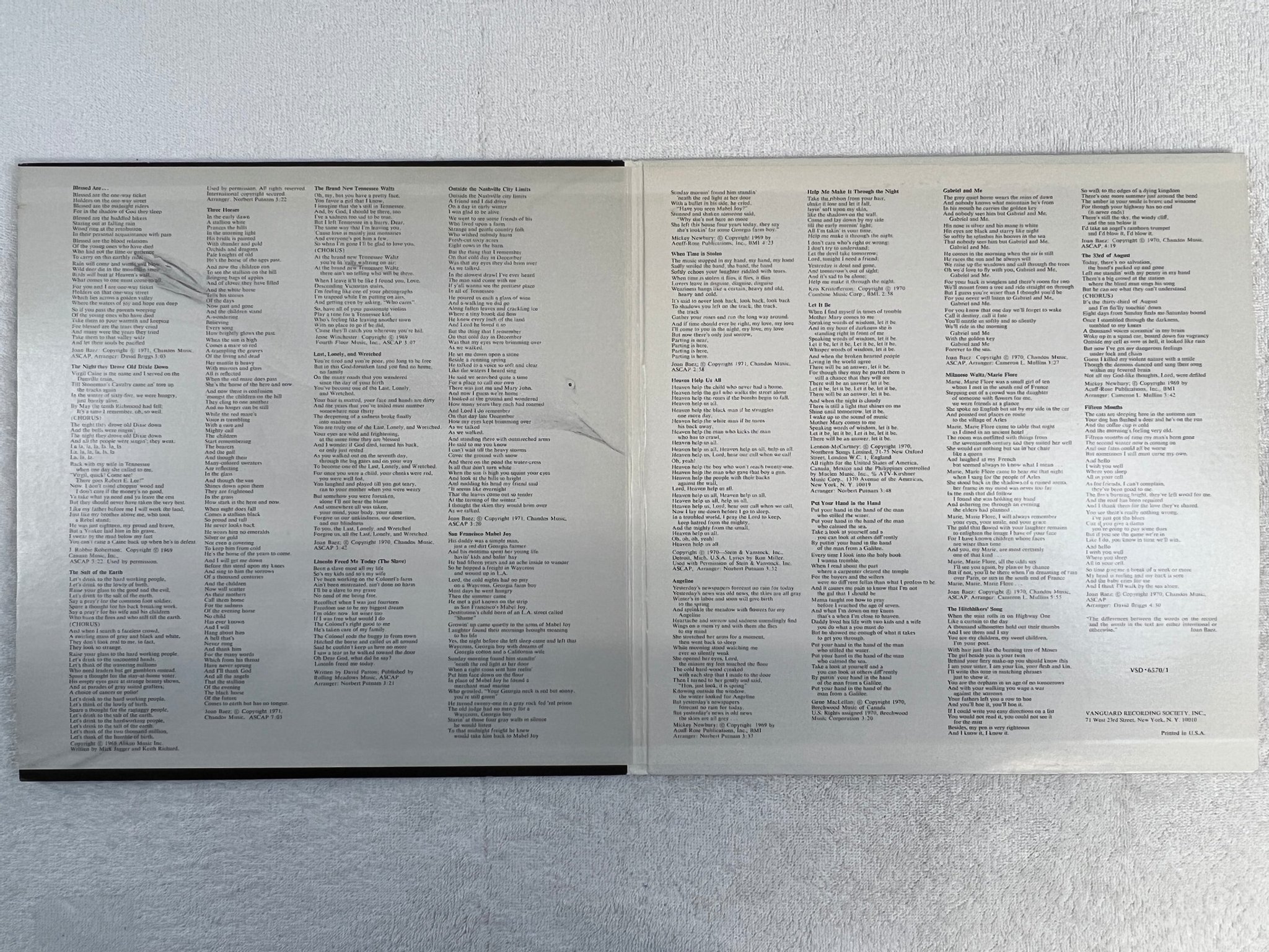 Omslagsbild för skivan JOAN BAEZ blessed are... 2xLP US VANGUARD VSD 6571 