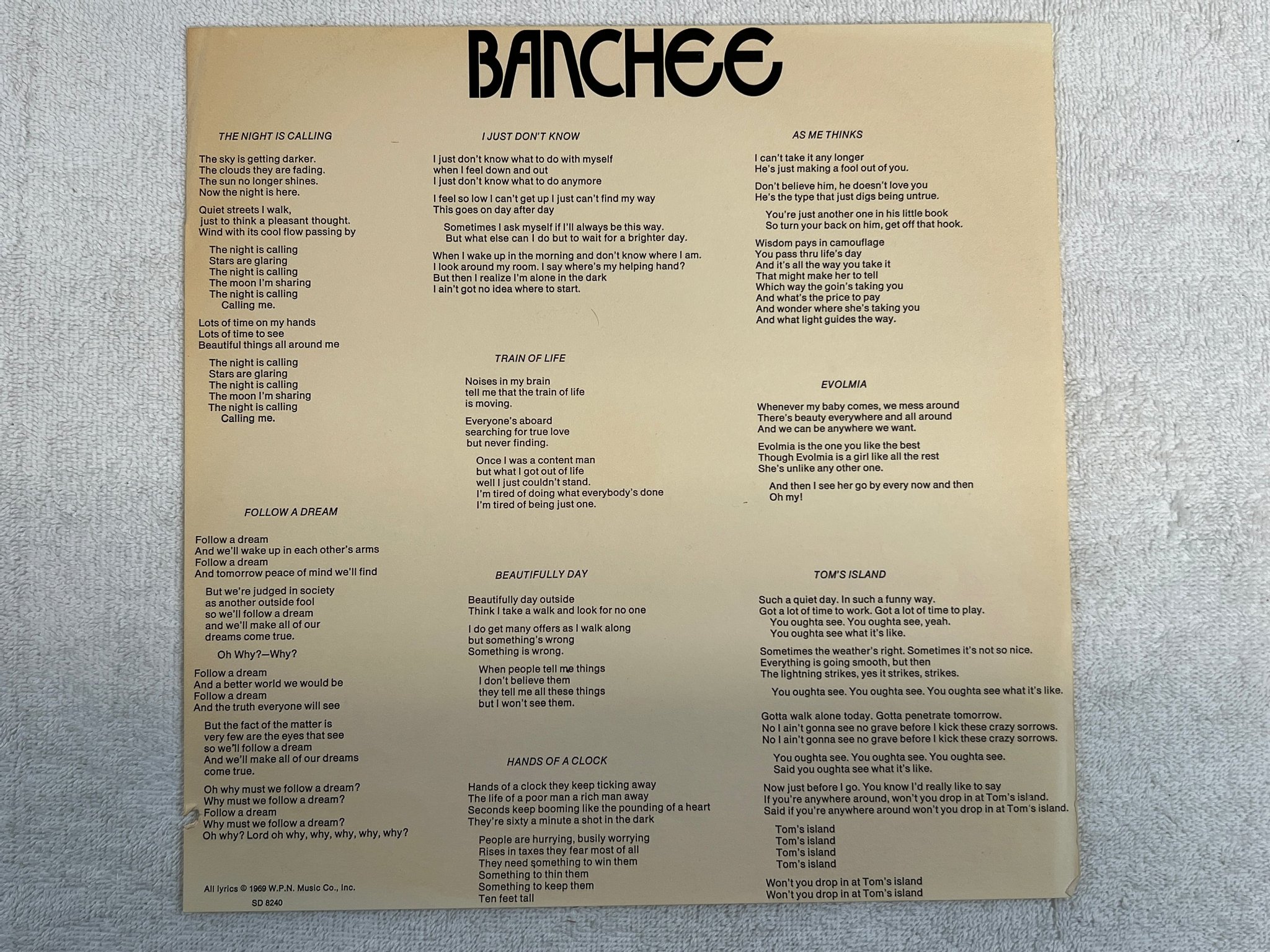 Omslagsbild för skivan BANCHEE s/t LP -69 US ATLANTIC SD 8240 rare psych rock 