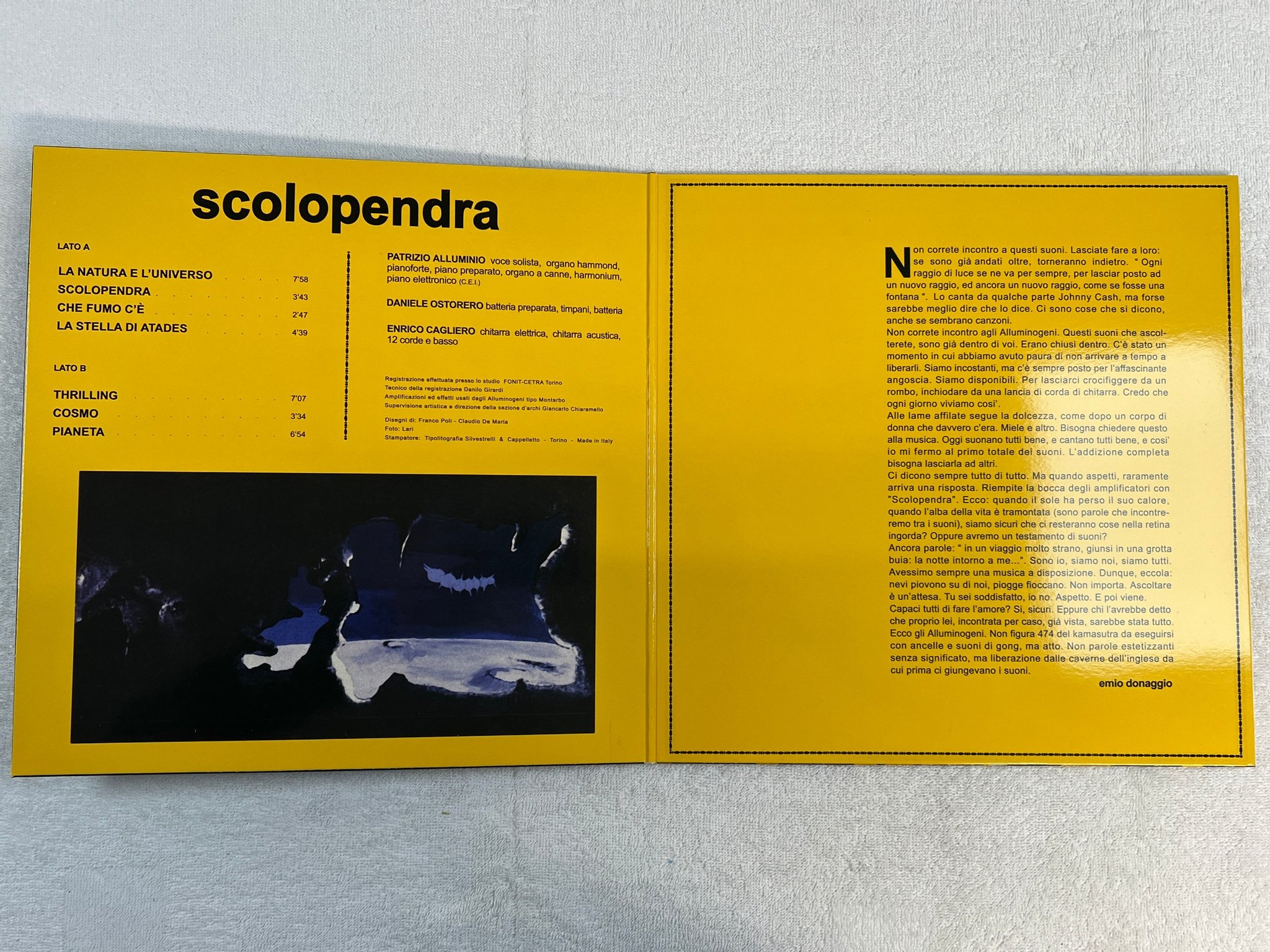 Omslagsbild för skivan GLI ALLUMINOGENI Scolopendra LP -72/2008 Ita FONIT VMLP121 prog rock