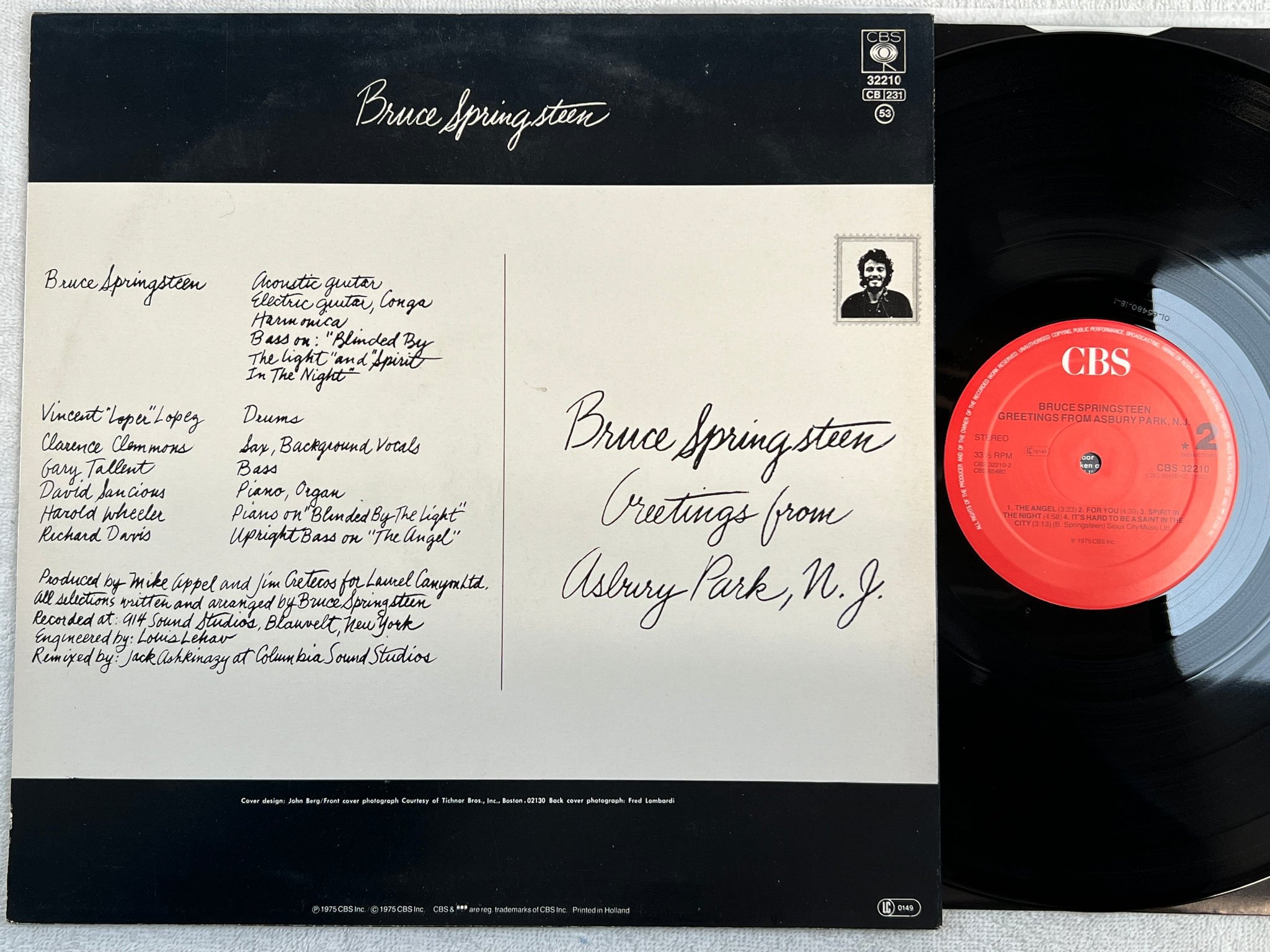 Omslagsbild för skivan BRUCE SPRINGSTEEN greetings from Ashbury Park N.J.  LP Hol CBS 32210