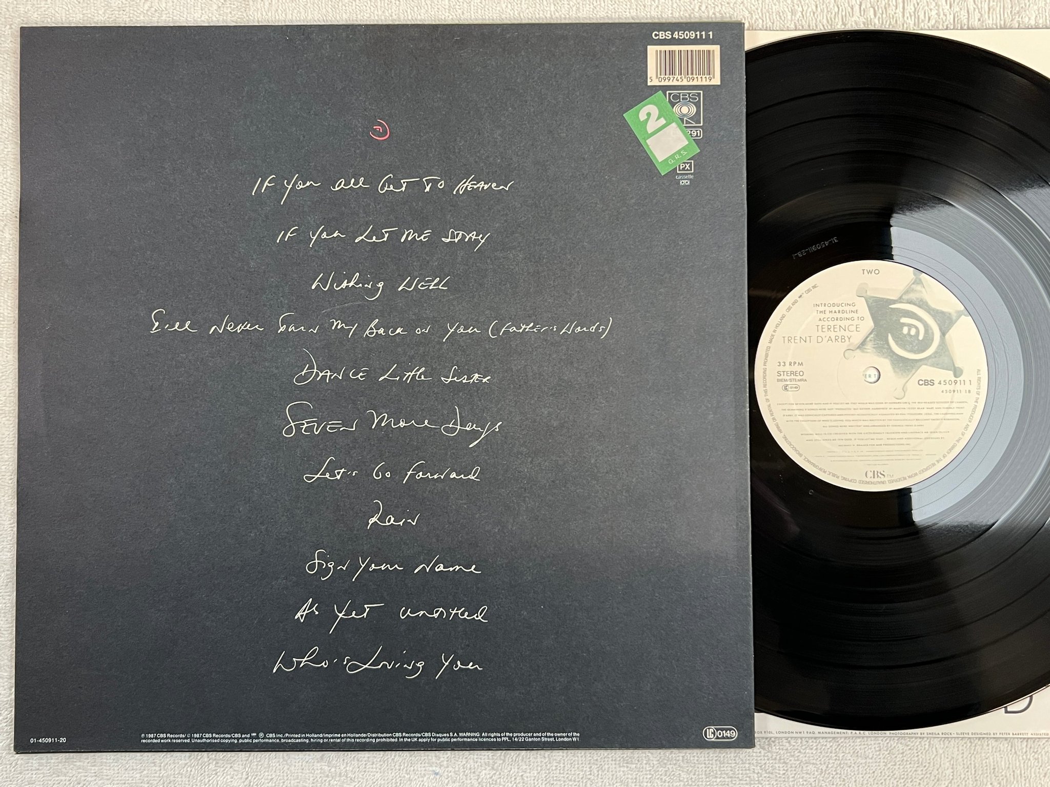 Omslagsbild för skivan TERENCE TRENT D'ARBY introducing... LP -87 CBS 450911 1