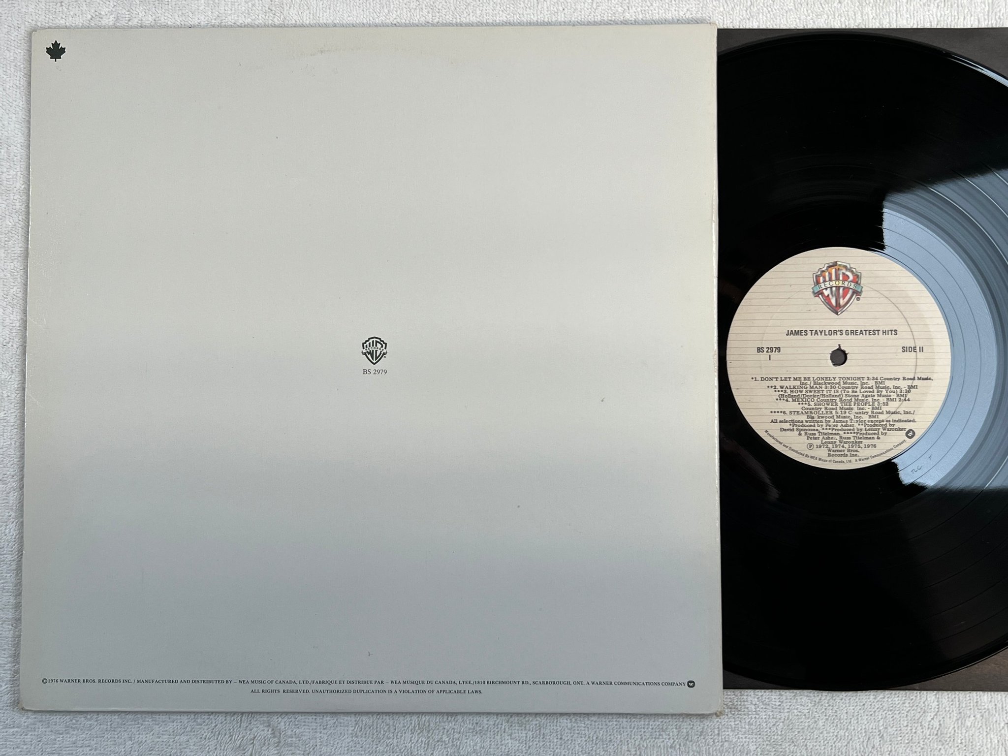 Omslagsbild för skivan JAMES TAYLOR greatest hits LP Can WARNER BROS BS 2979 