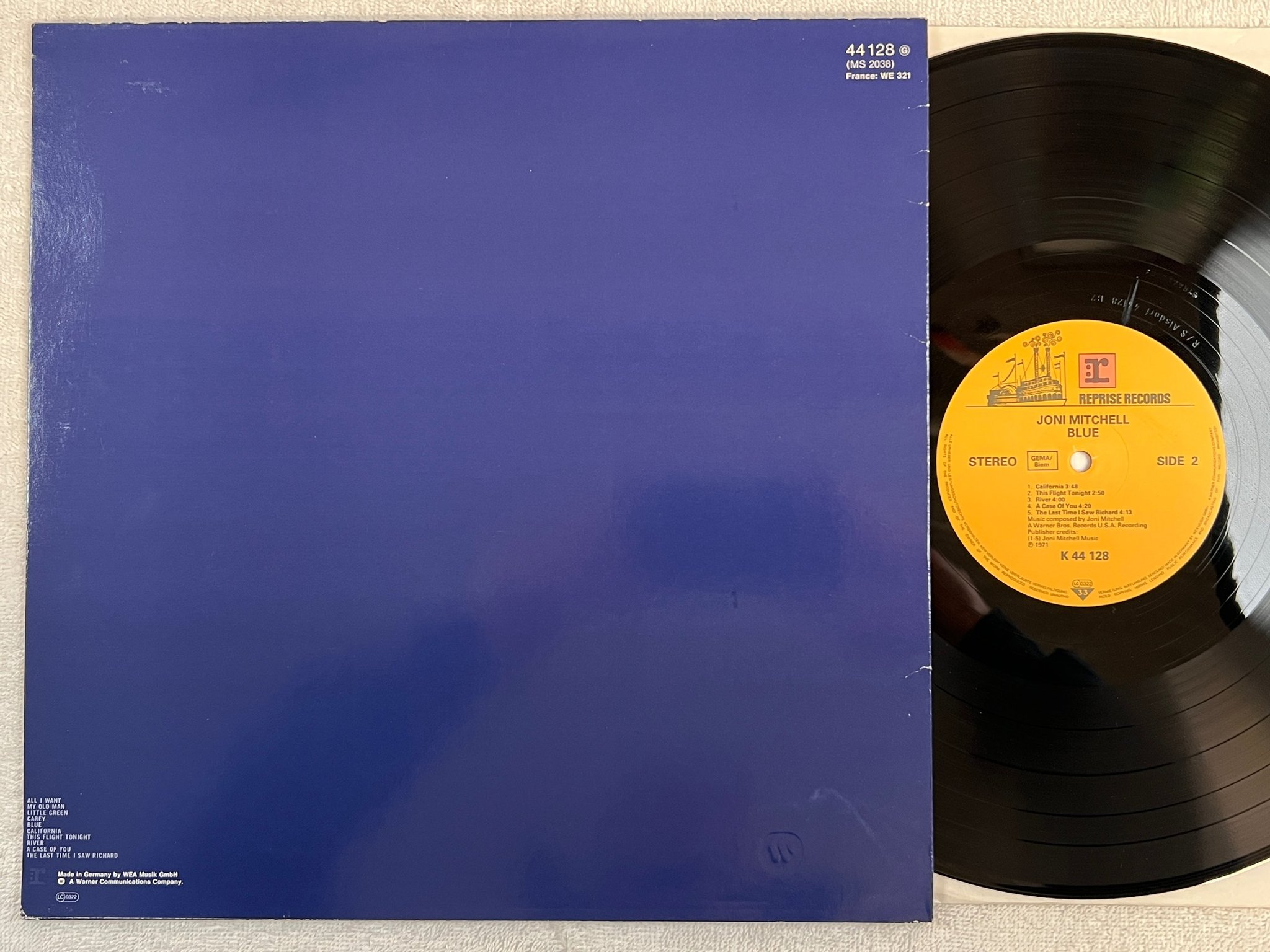 Omslagsbild för skivan JONI MITCHELL blue LP re Ger REPRISE K 44128 * CLASSIC *