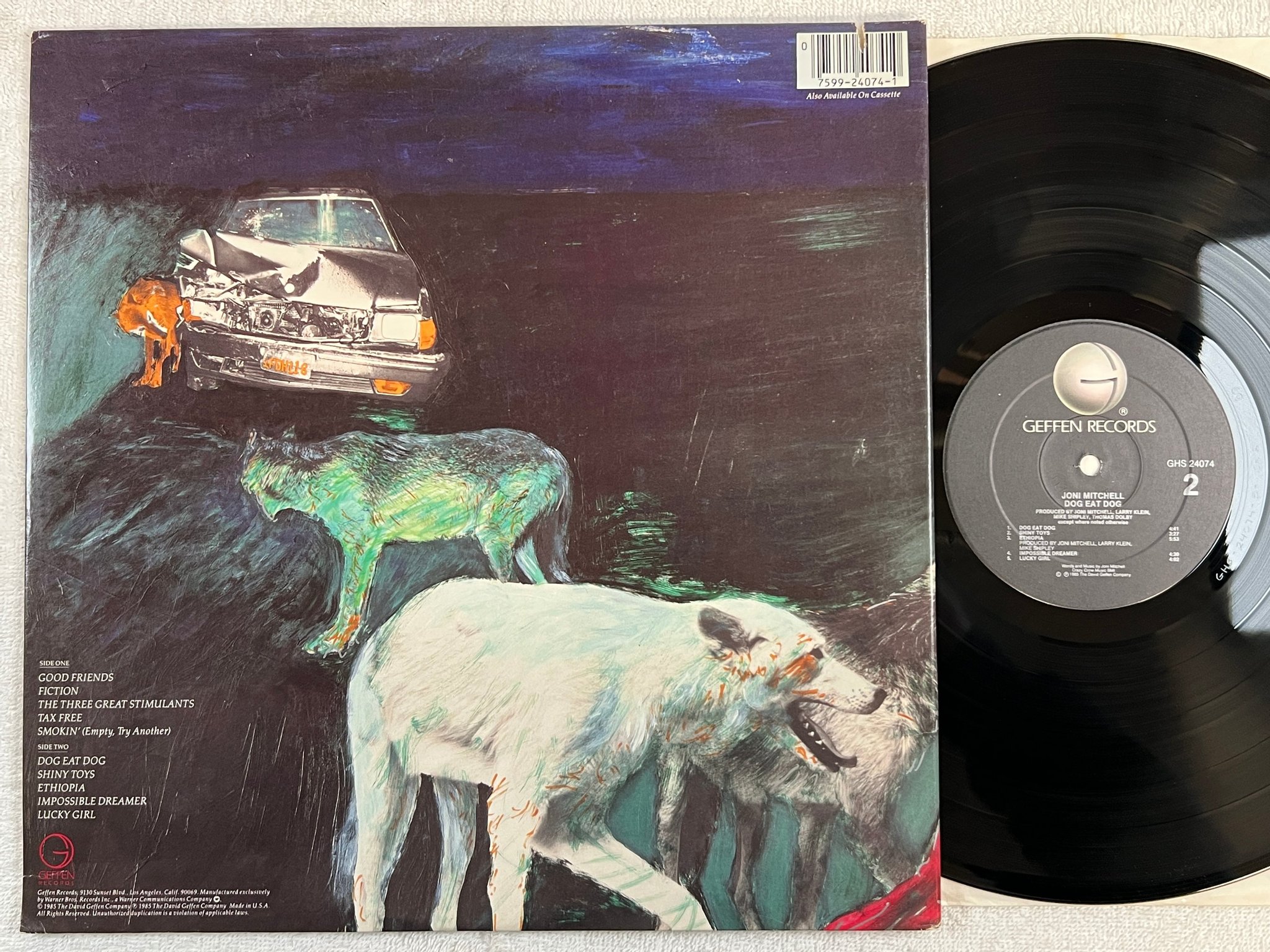 Omslagsbild för skivan JONI MITCHELL dog eat dog LP GEFFEN GHS 24074