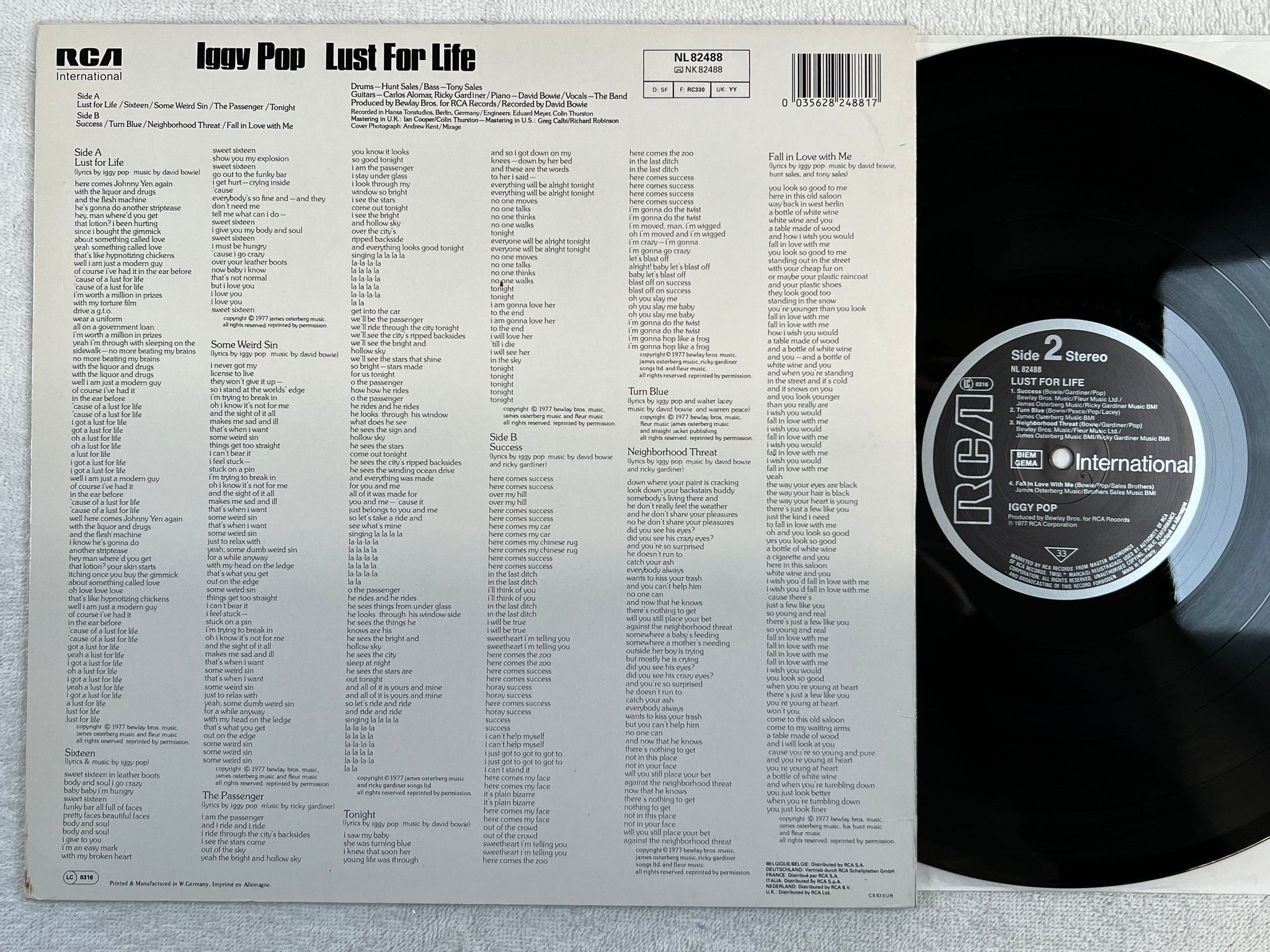 Omslagsbild för skivan IGGY POP lust for life LP re Ger RCA NL 82488