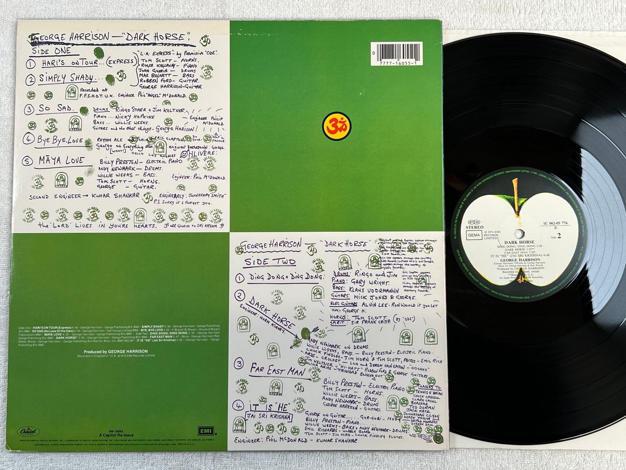 Omslagsbild för skivan GEORGE HARRISON dark horse LP -74 Ger APPLE 1C 062-05774