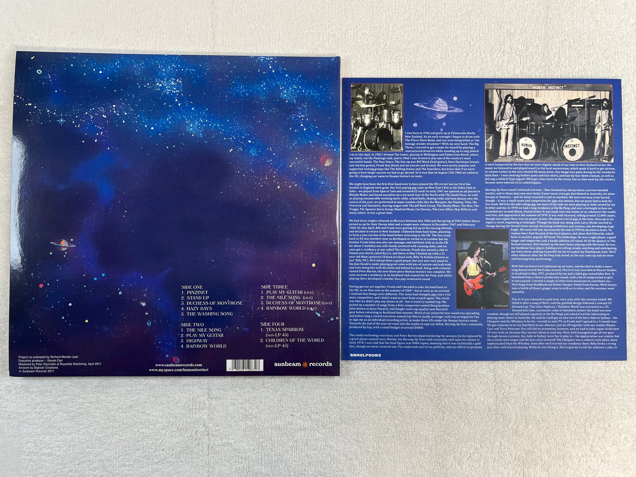 Omslagsbild för skivan HUMAN INSTINCT Pins In It 2xLP 2011 UK SUNBEAM SBR2LP5083 hard rock