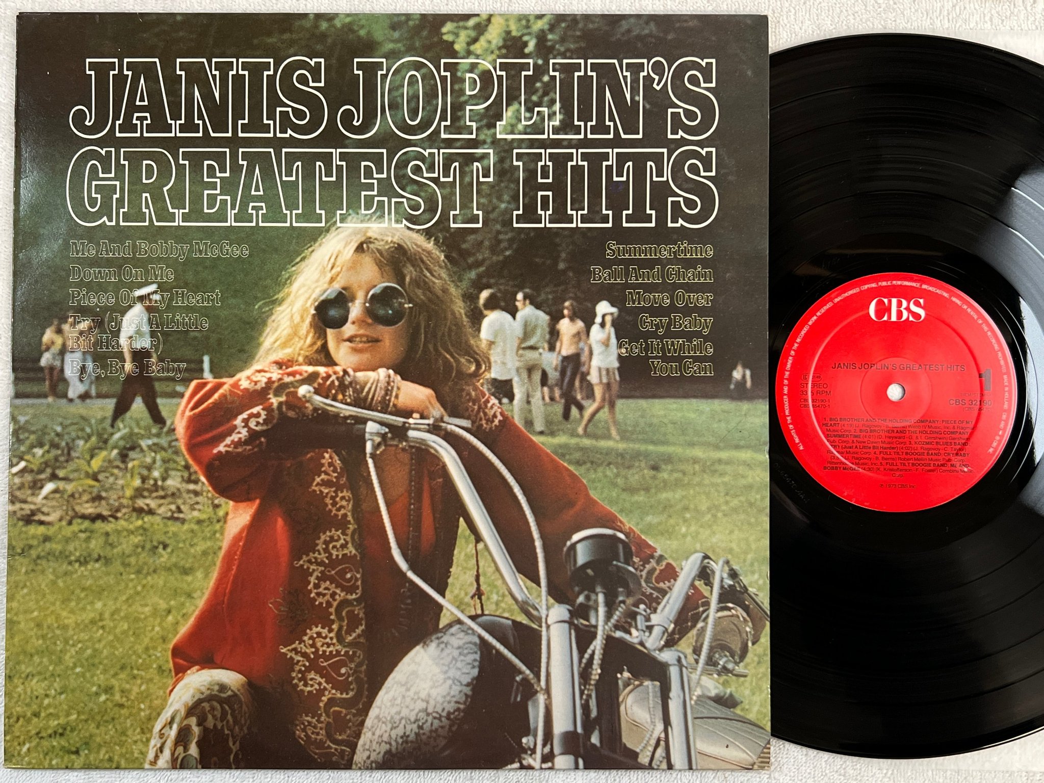 Omslagsbild för skivan JANIS JOPLIN greatest hits LP re Hol CBS 32190 