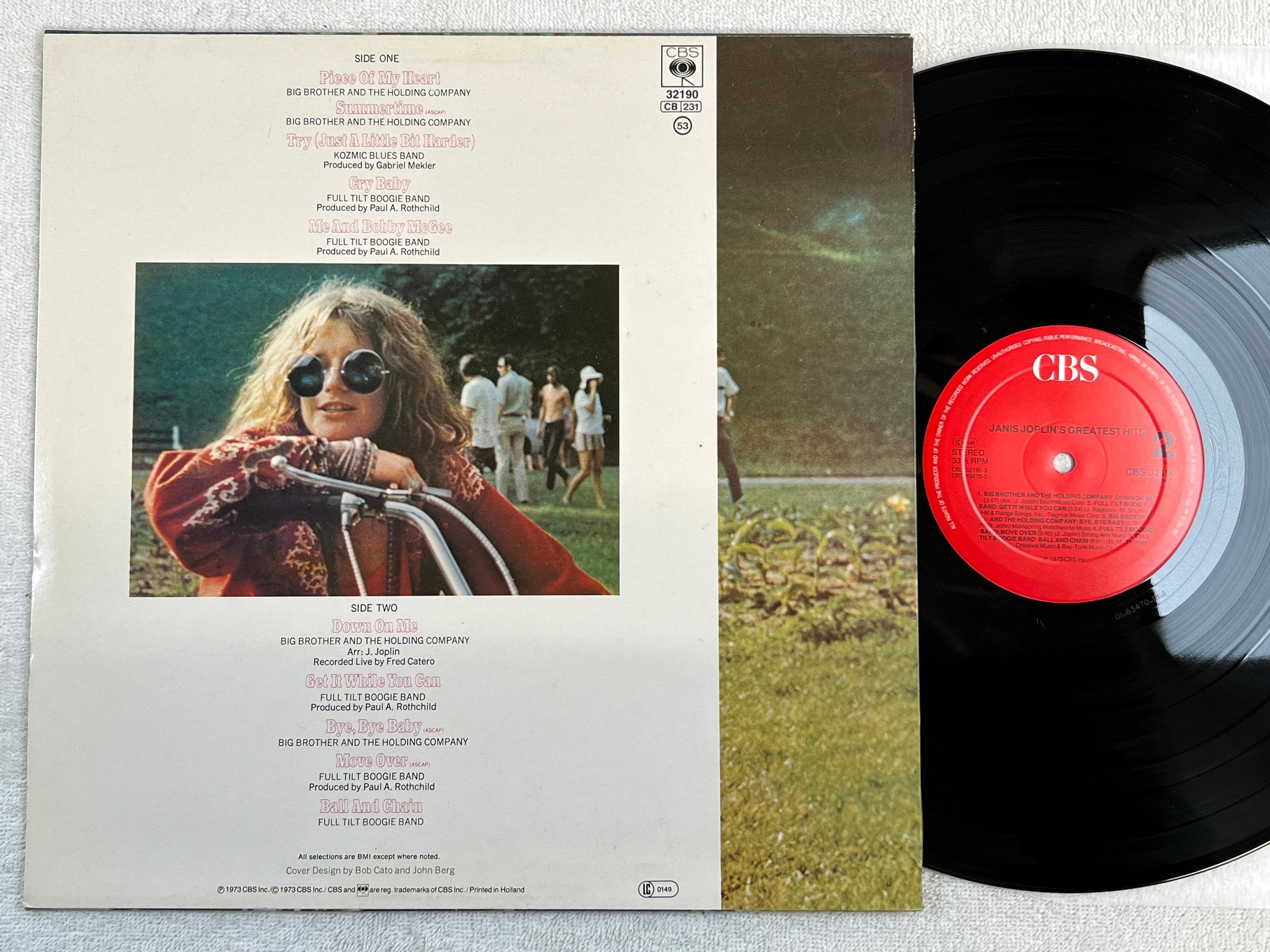 Omslagsbild för skivan JANIS JOPLIN greatest hits LP re Hol CBS 32190 