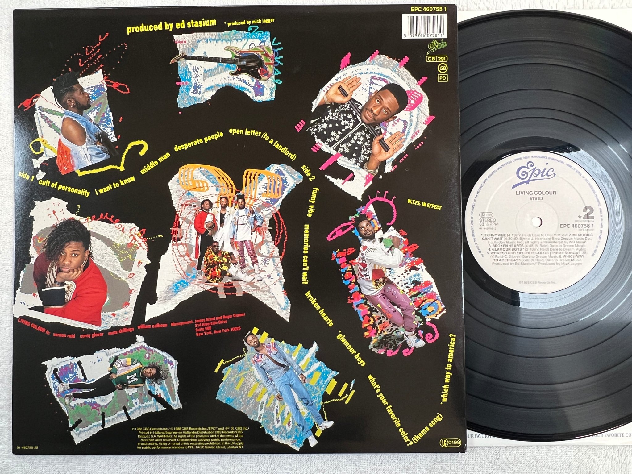 Omslagsbild för skivan LIVING COLOUR vivid LP -88 Hol EPIC EPC 460758 1