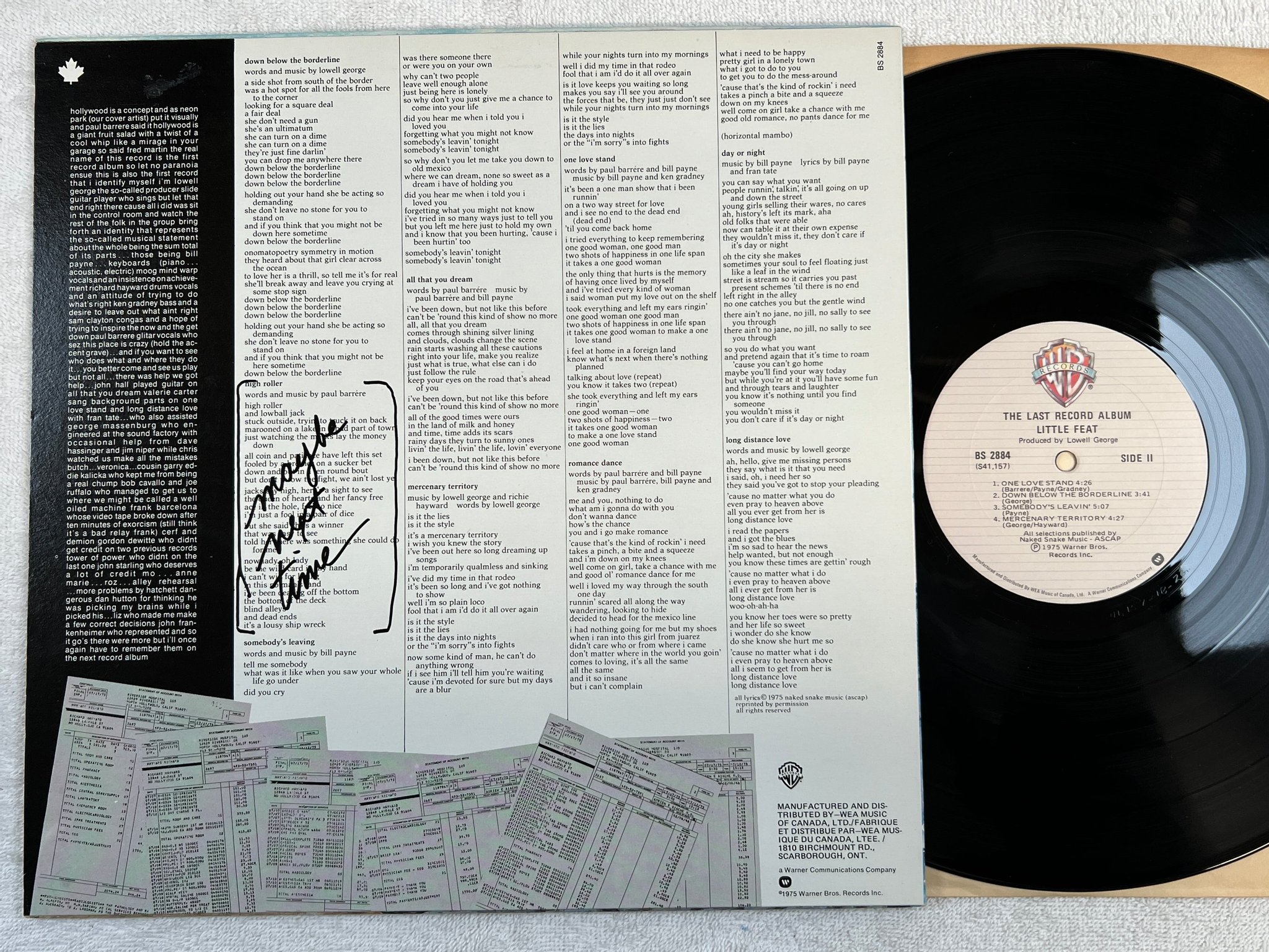 Omslagsbild för skivan LITTLE FEAT the last record album LP Can WARNER BS 2884