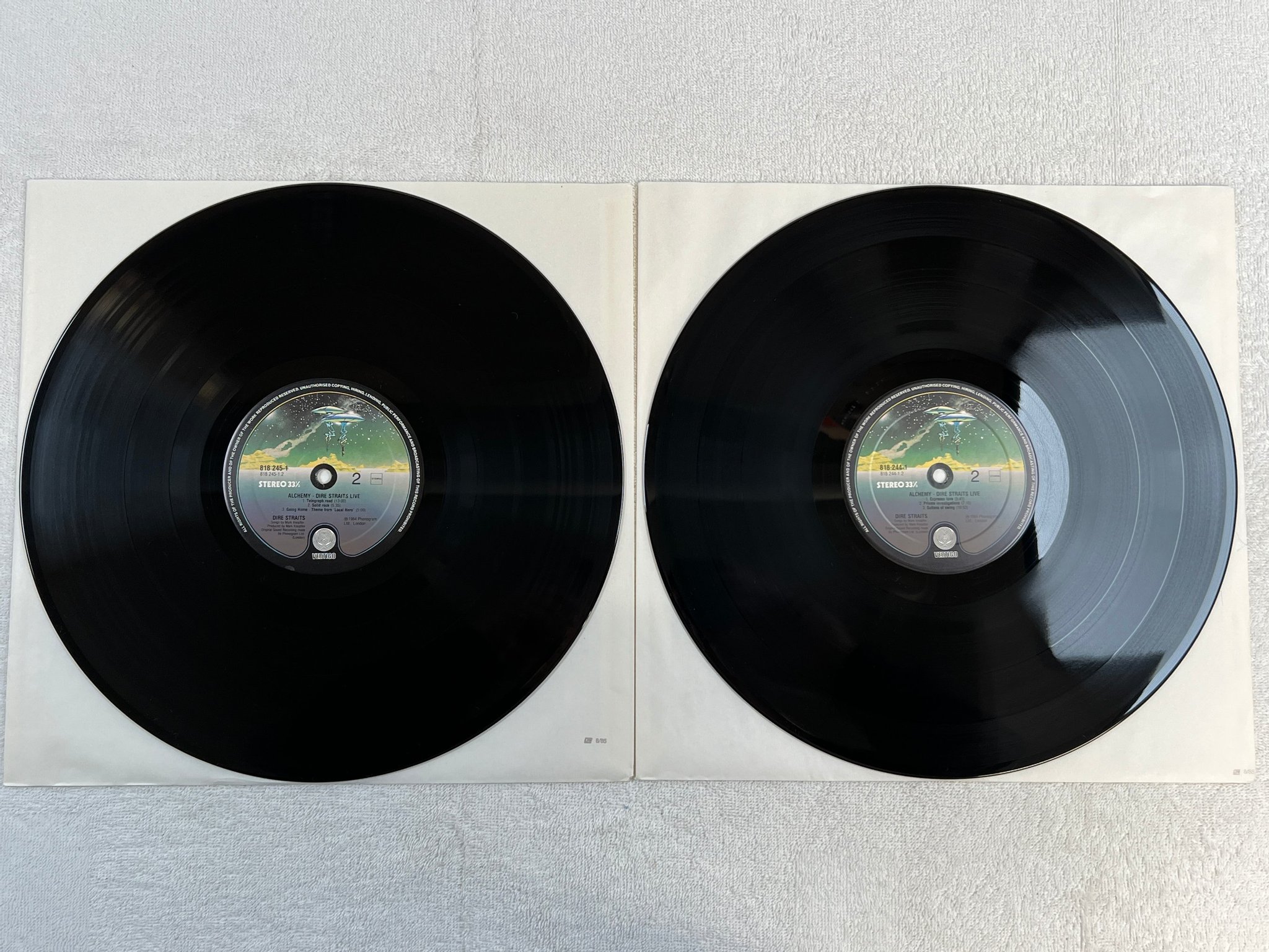 Omslagsbild för skivan DIRE STRAITS alchemy 2xLP -84 Hol VERTIGO 818 244-1